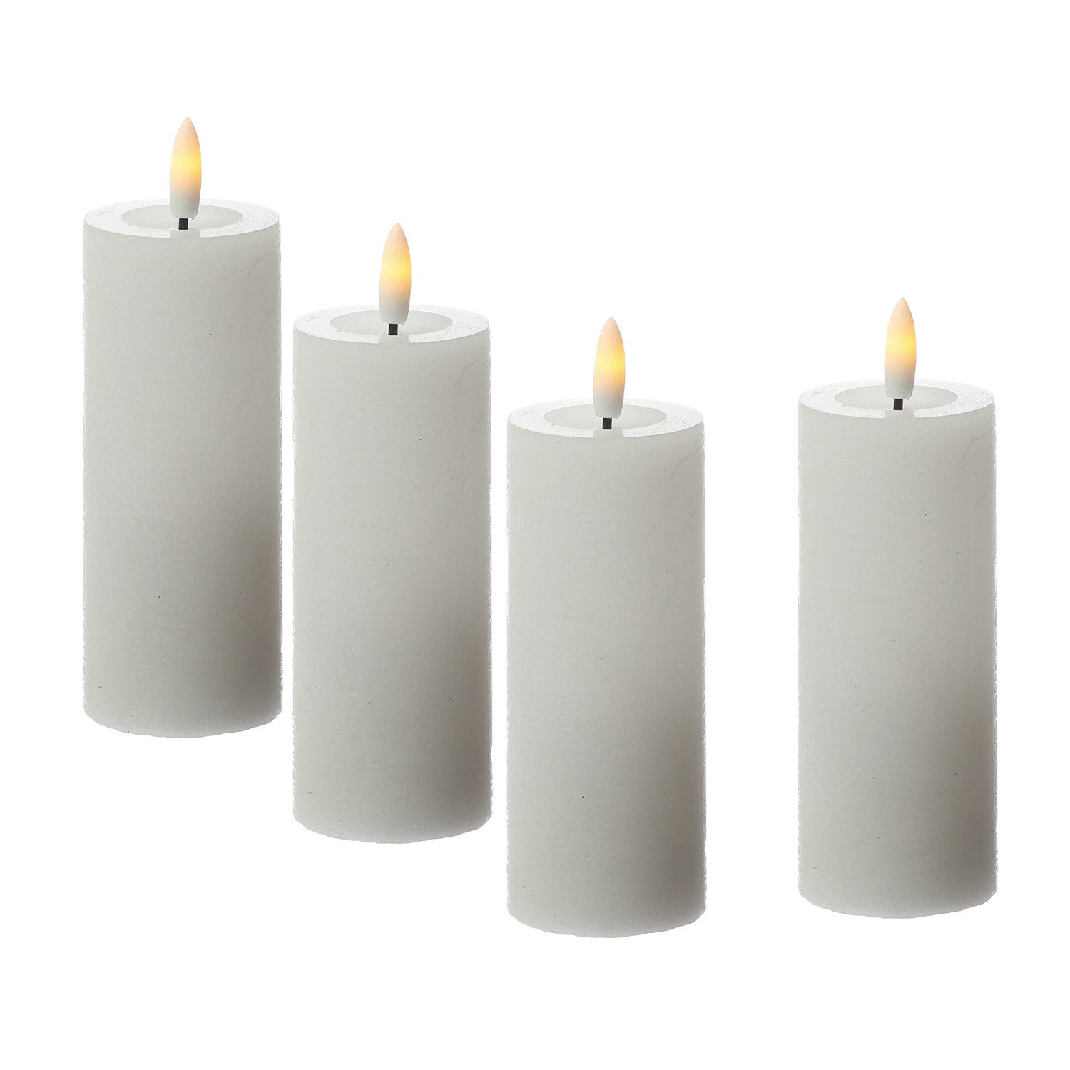 Adilina LED-Kerze Kerzenset LINA Rustik Optik für Adventskranz 5x12,5cm Timer weiß 4St, LED Classic, warmweiß (2100K bis 3000K)