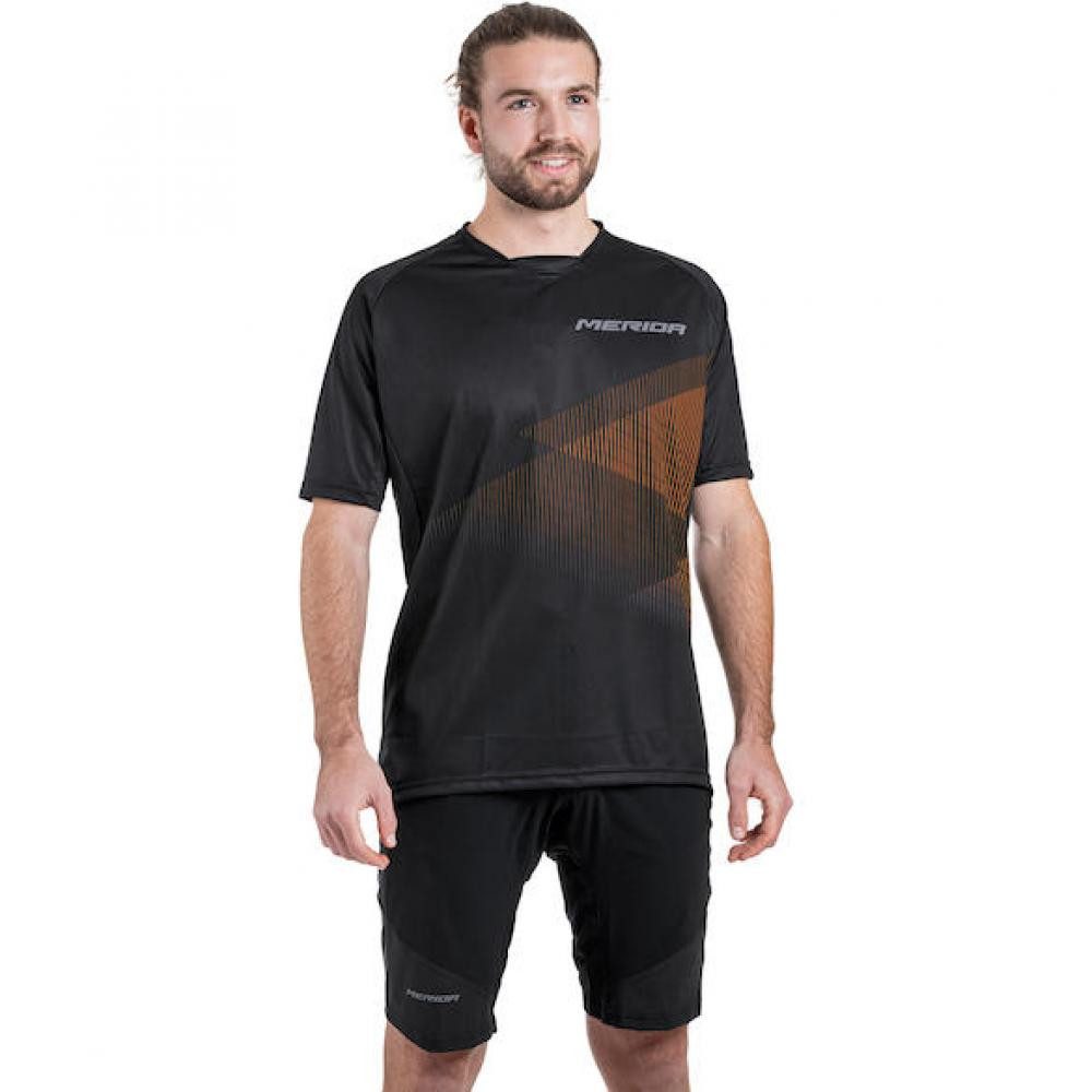 Merida Fahrradsattel Merida Trikot MTB STRIPE S Schwarz/orange - robustes MTB-Trikot für Tr
