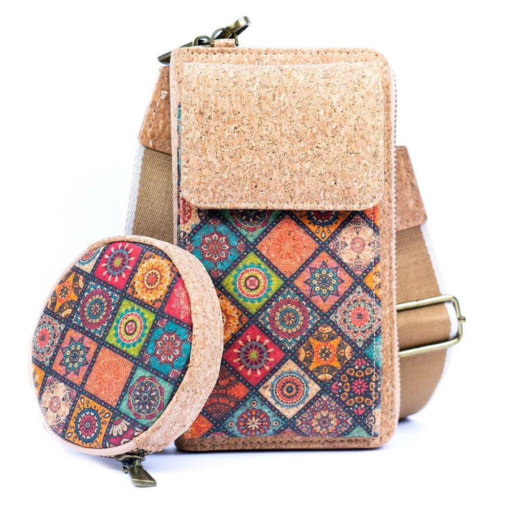 Goodman Design Handytasche Bedruckte Smartphone Tasche und Geldbörse aus Naturkork mit Münzfach, Stylisch, Praktisch und Umweltbewusst