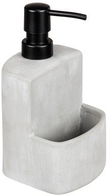 WENKO Spülmittelspender Modell Festival, aus Beton, angesagter Industrial Look, mit Spülschwamm-Fach, 380 ml