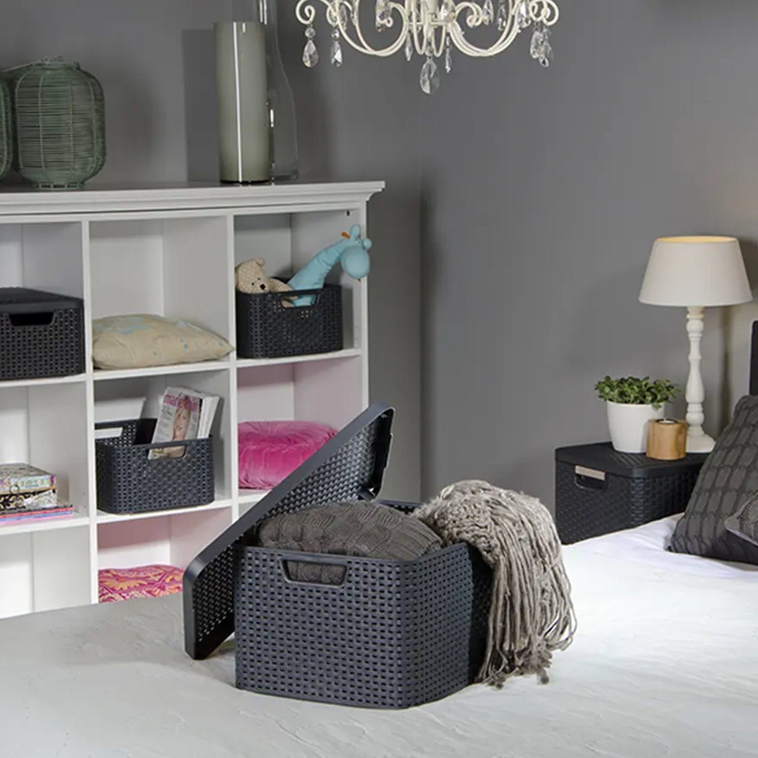 Curver Aufbewahrungskorb (1 St), Aufbewahrungsbox mit Deckel 38,6 x 28,7 x günstig online kaufen