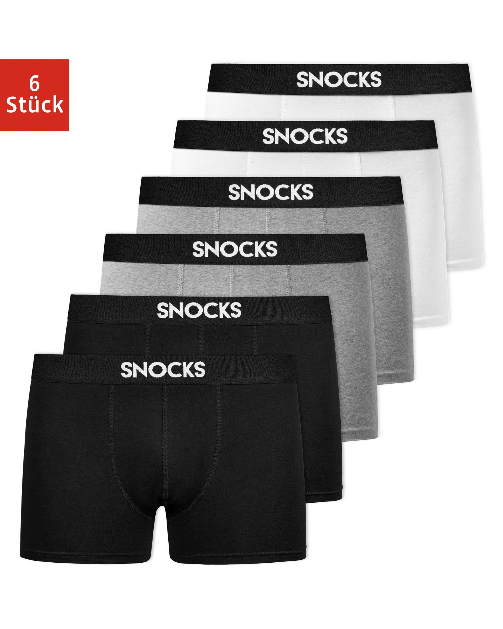 SNOCKS Boxershorts »Enge Unterhosen Herren Männer« (6-St) aus  Bio-Baumwolle, ohne kratzenden Zettel