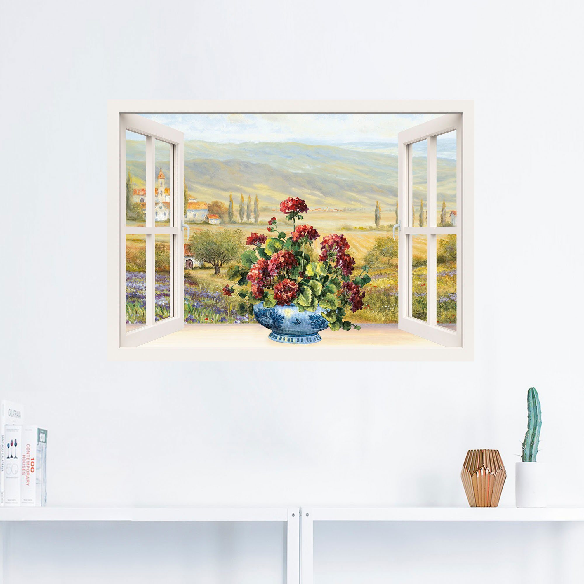 St), Blumenbouquet Wandbild am Artland (1 weißen gedruckt Fensterblick Fenster,