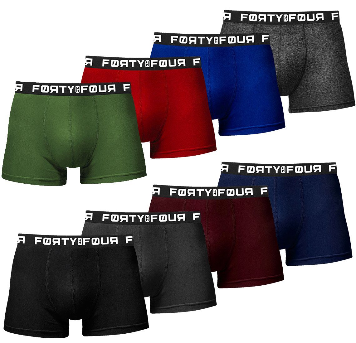 FortyFour Boxershorts Herren Männer Unterhosen Baumwolle Premium Qualität perfekte Passform (Vorteilspack, 8er Pack) S - 7XL