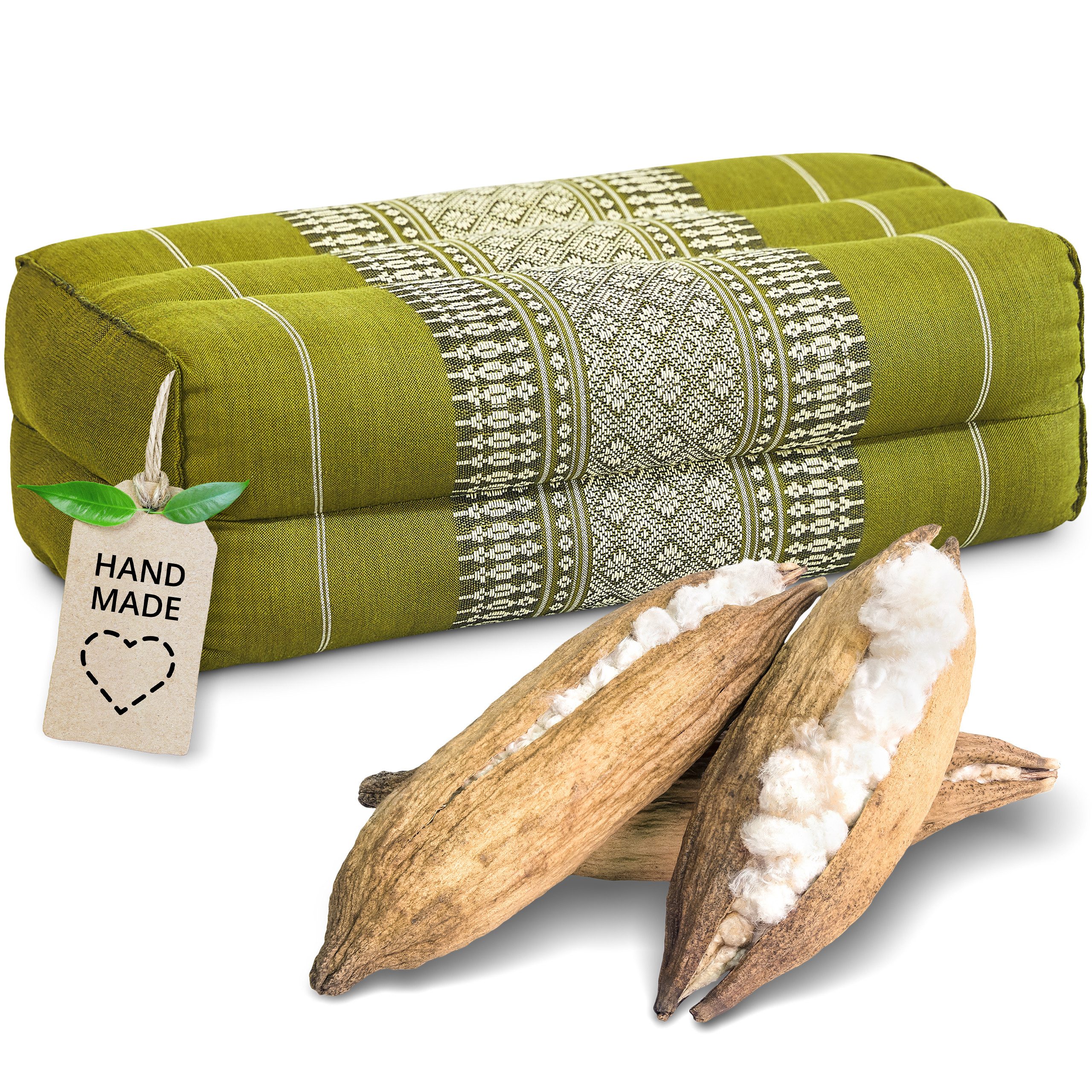 livasia Stützkissen Yogakissen (Classic) vegan und handgefertigt, 17x34x12cm, Kapok