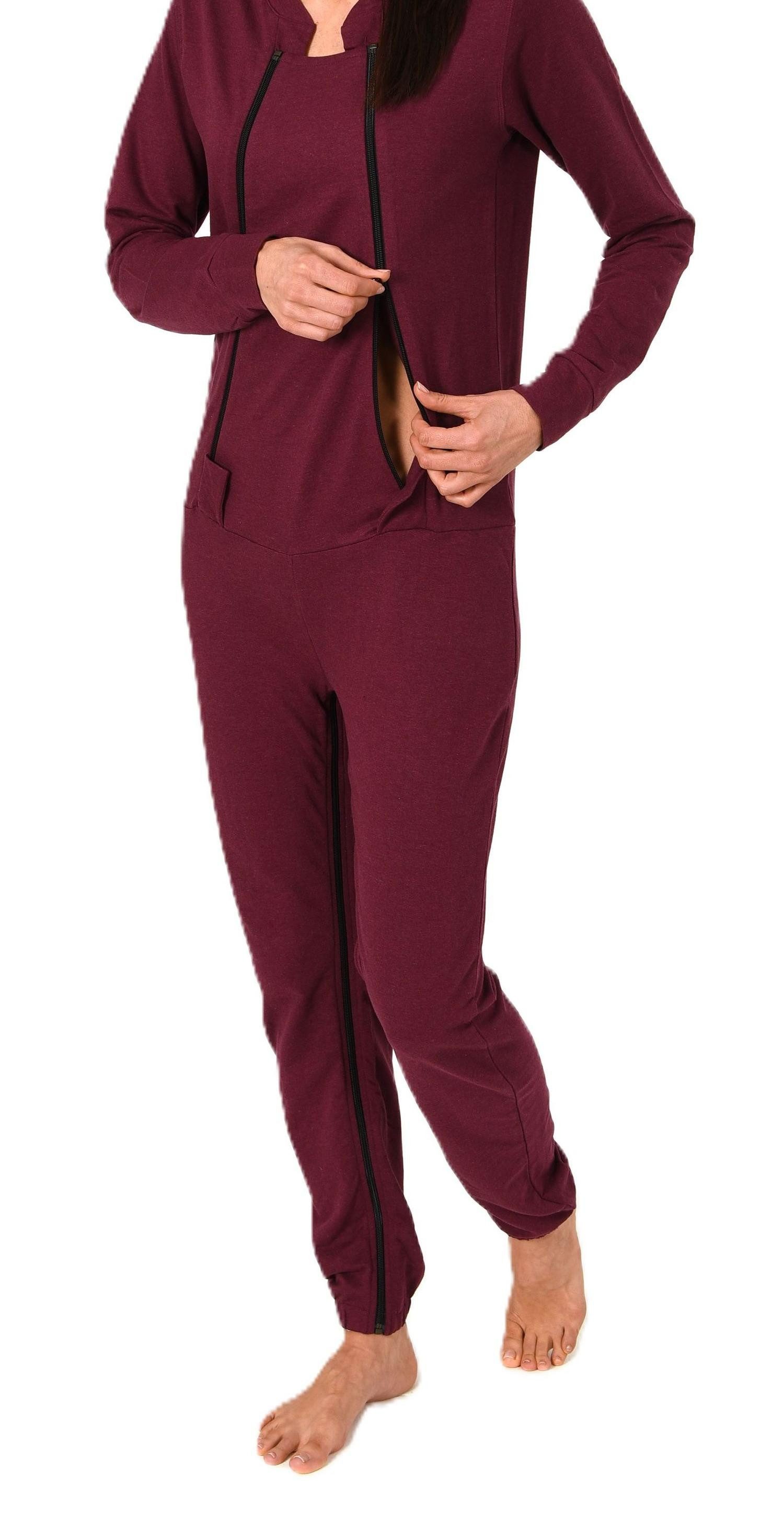 Normann Pyjama Damen Pflegeoverall langarm mit Reissverschluss Vorne und am Bein – Bild 3 von 5