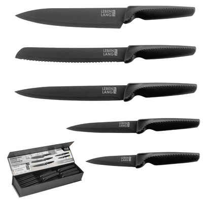 Lebenlang Messer-Set Messerset 5-teilig Edelstahl schwarz Scharfes Küchenmesser Set (5-tlg), Küchenhelfer mit black knives Scharfe Messer für Küche Küchenzubehör