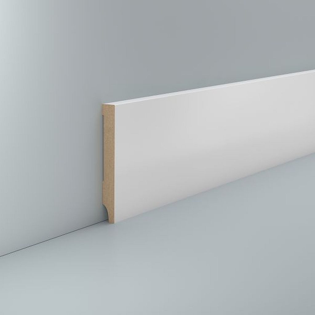 Südbrock Sockelleiste Sockelleiste weiß MDF 10 x 80 mm Foliert RAL 9016 Fußleisten, L: 250 cm, H: 8 cm, 1-St.