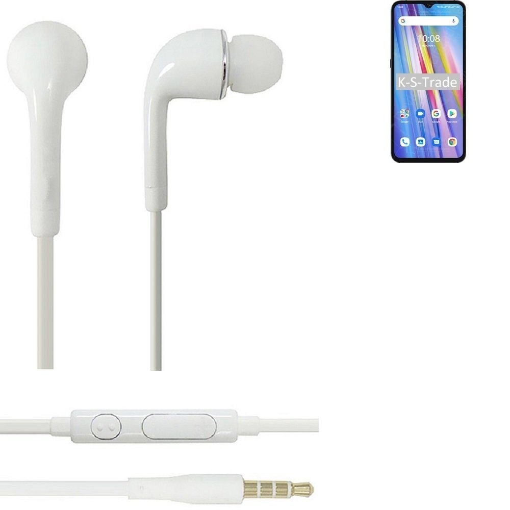 K-S-Trade für UMIDIGI A11 In-Ear-Kopfhörer (Kopfhörer Headset mit Mikrofon u Lautstärkeregler weiß 3,5mm)