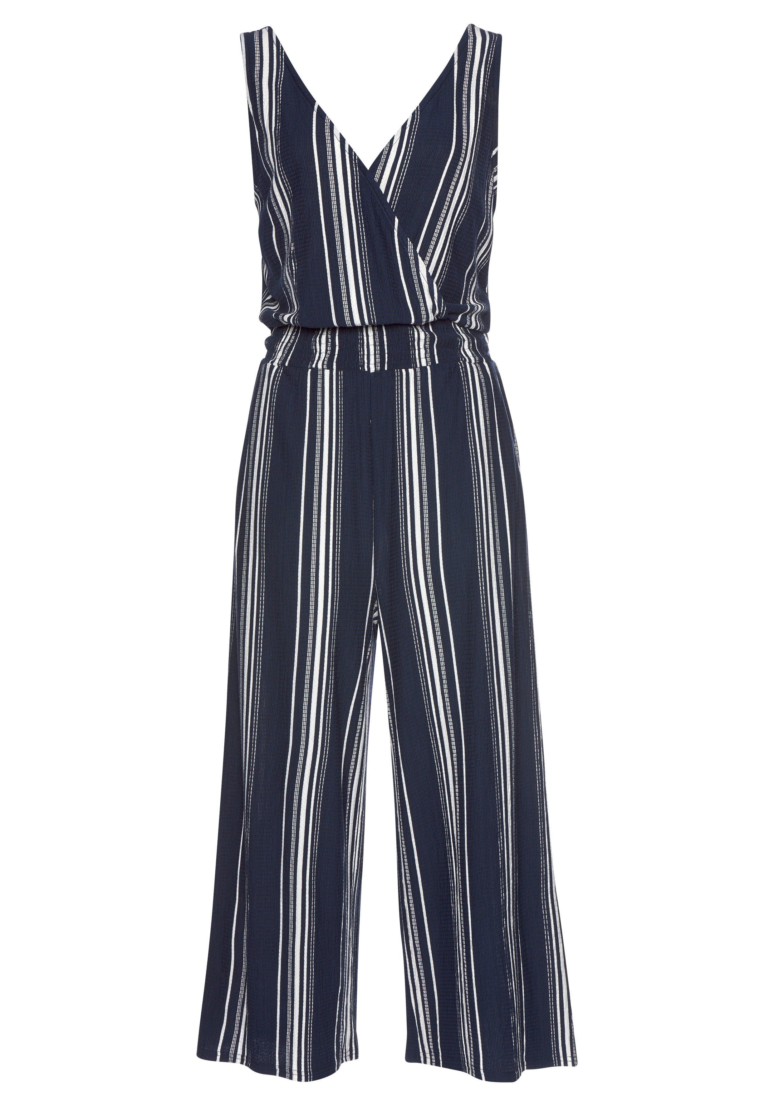 LASCANA Culotte-Overall aus strukturierter Ware, sommerlicher Jumpsuit mit Streifen – Bild 2 von 5