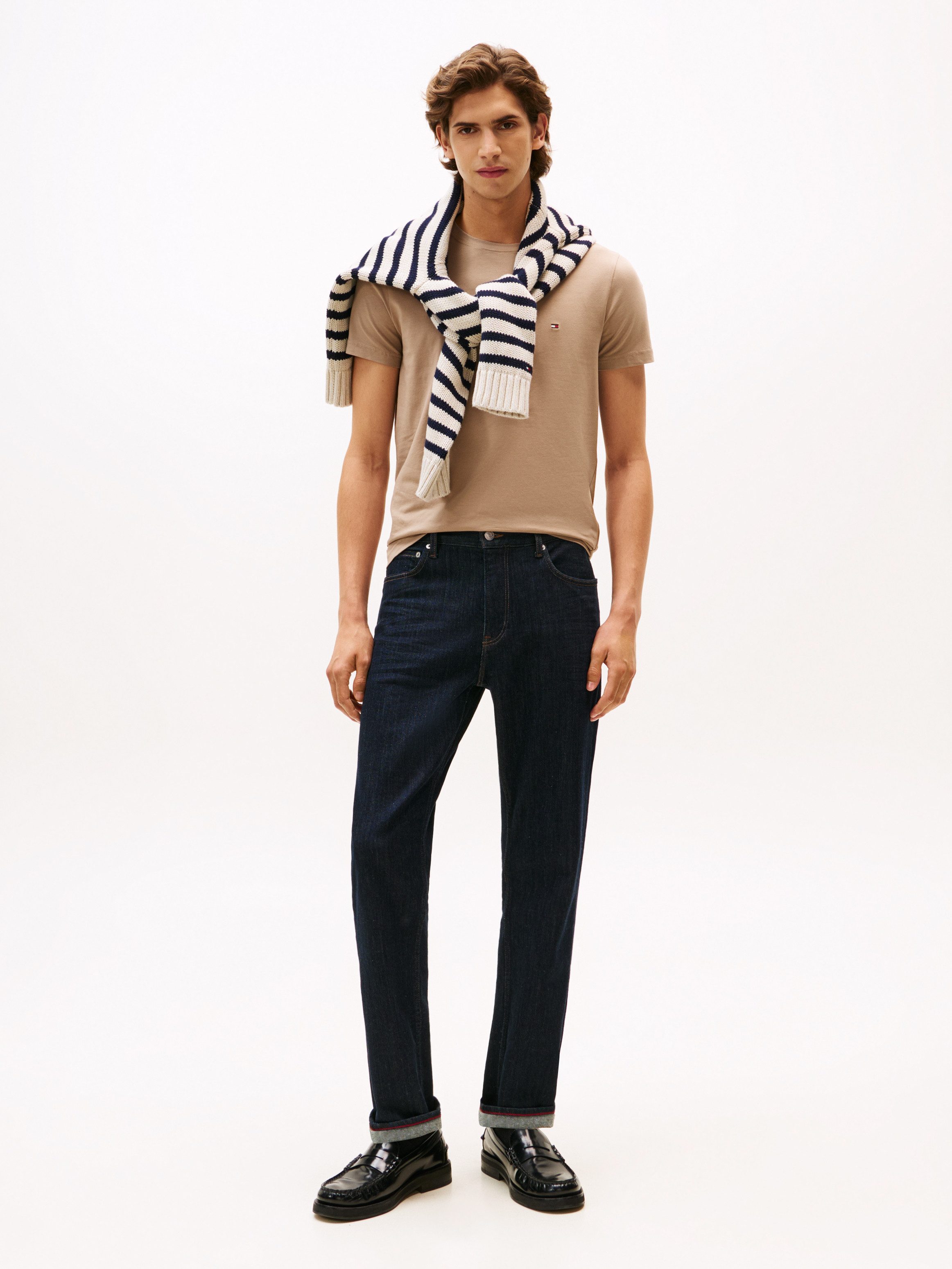 Tommy Hilfiger T-Shirt STRETCH SLIM FIT unifarben, casual, slim fit, Baumwollmix, Rundhals