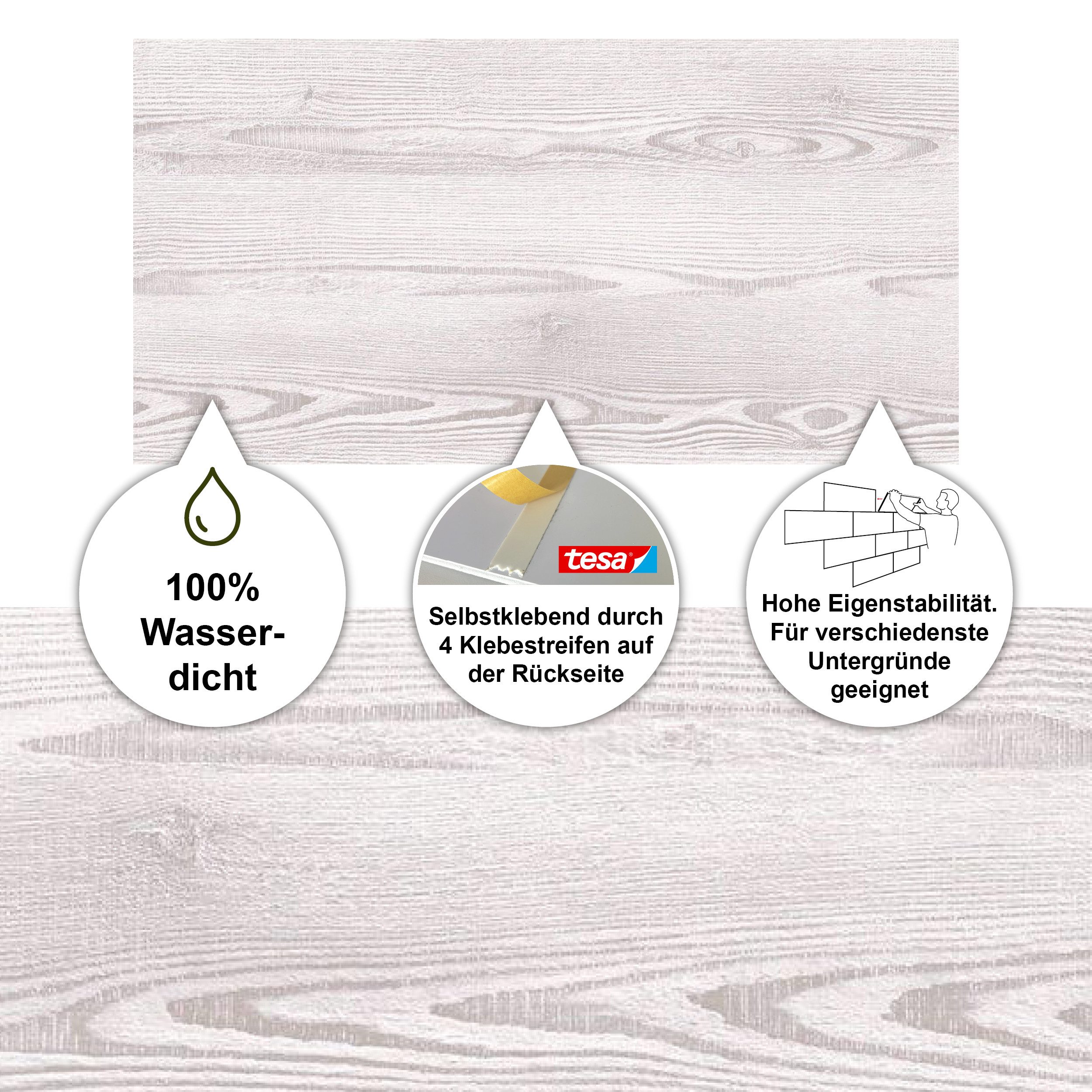 BARIDECOR Wandpaneel wasserfeste Wandfliese selbstklebend, BxL: 61,00x31,00 cm, 0,18 qm, (Packung mit 1,62 qm) 9 Fliesen/Karton, inkl. Klebestreifen, wasserresistent