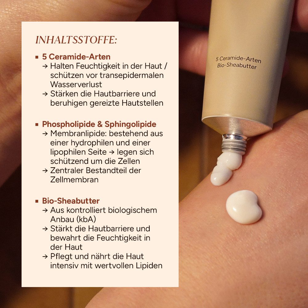 JUNGLÜCK Handcreme Ceramide Handcreme, 1-tlg., Hautbarrierestärkende Pflege für trockene und raue Hände