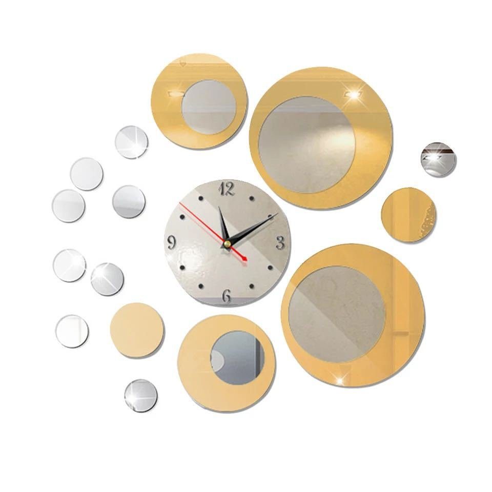 Dedom Wanduhr DIY Stille Gold Dekorative Acrylspiegel Uhr Wanduhr Wanduhr