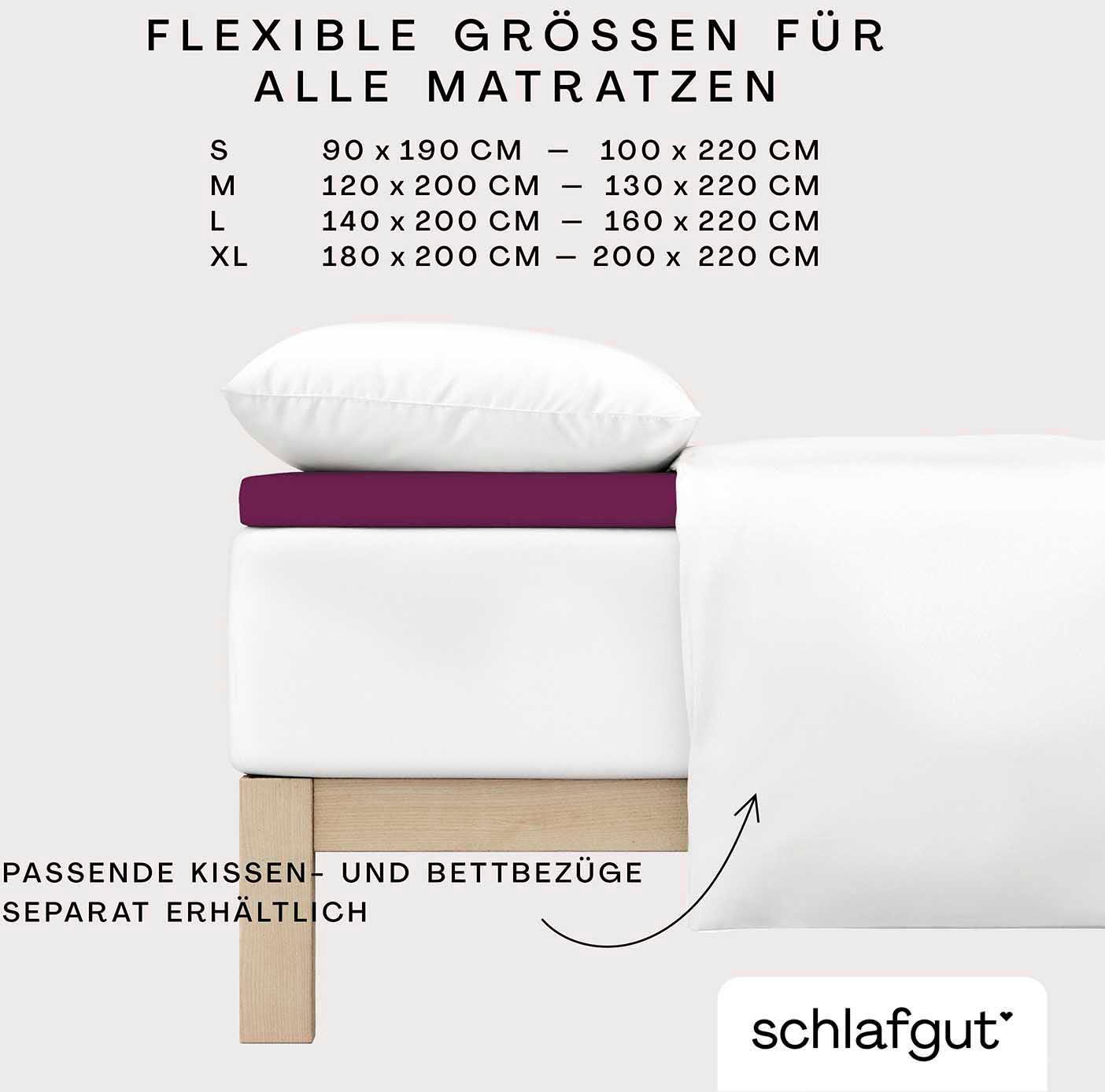 Schlafgut Spannbettlaken PURE TOPPER Bio-Baumwolle mit Elasthan 170 g/m² für Topper bis 10 cm, Jersey-Elasthan, Gummizug: rundum, (1 Stück), PREMIUM Laken für Matratzen bis 10 cm Höhe, dehnbar, blickdicht
