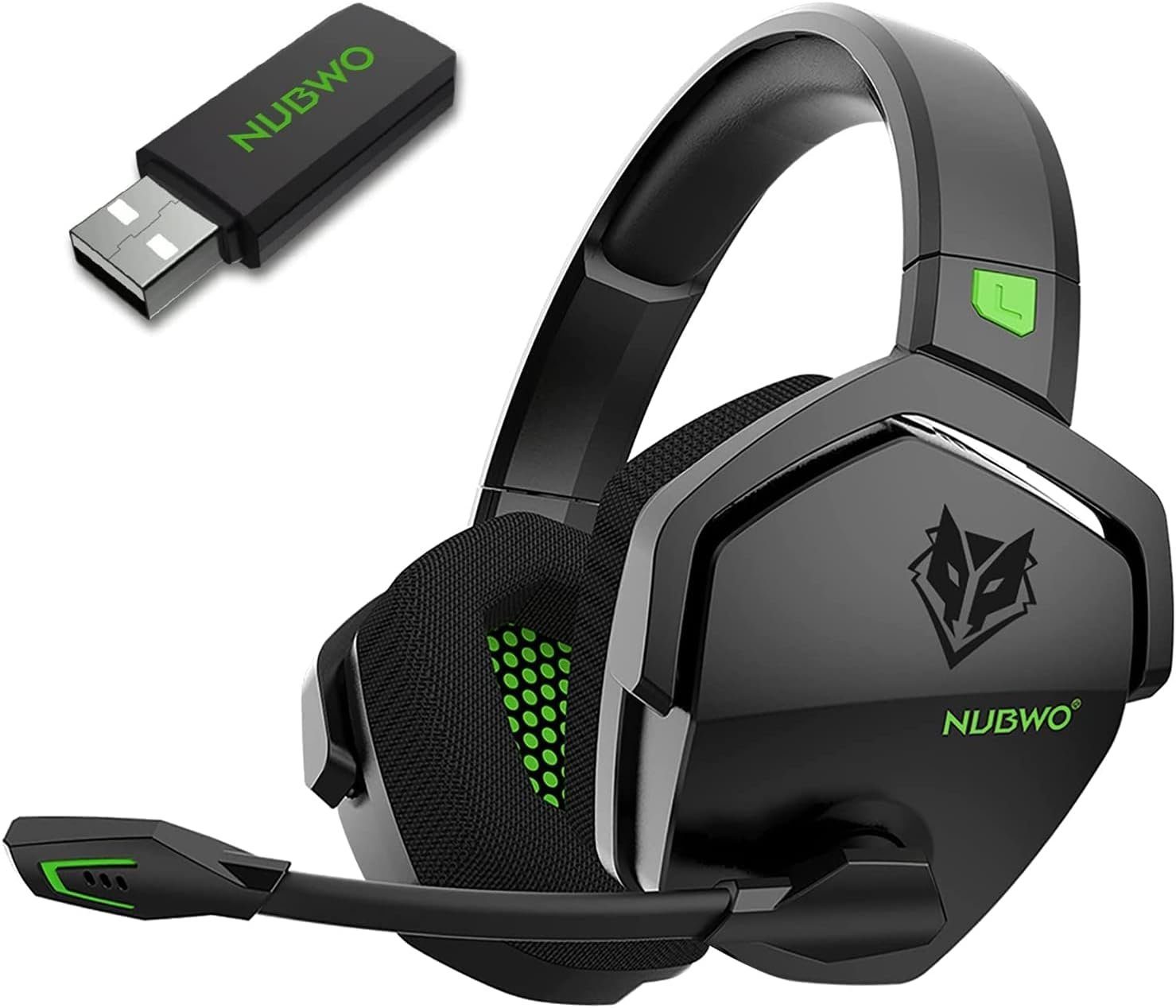 NUBWO Gaming-Headset (Rauschunterdrückung über PS4 Mikrofon PS5 mit PC) Stündige Gaming-Kopfhörer für 17+ Ohr-Gaming-Kopfhörer Mikrofon, Wireless-Nutzung