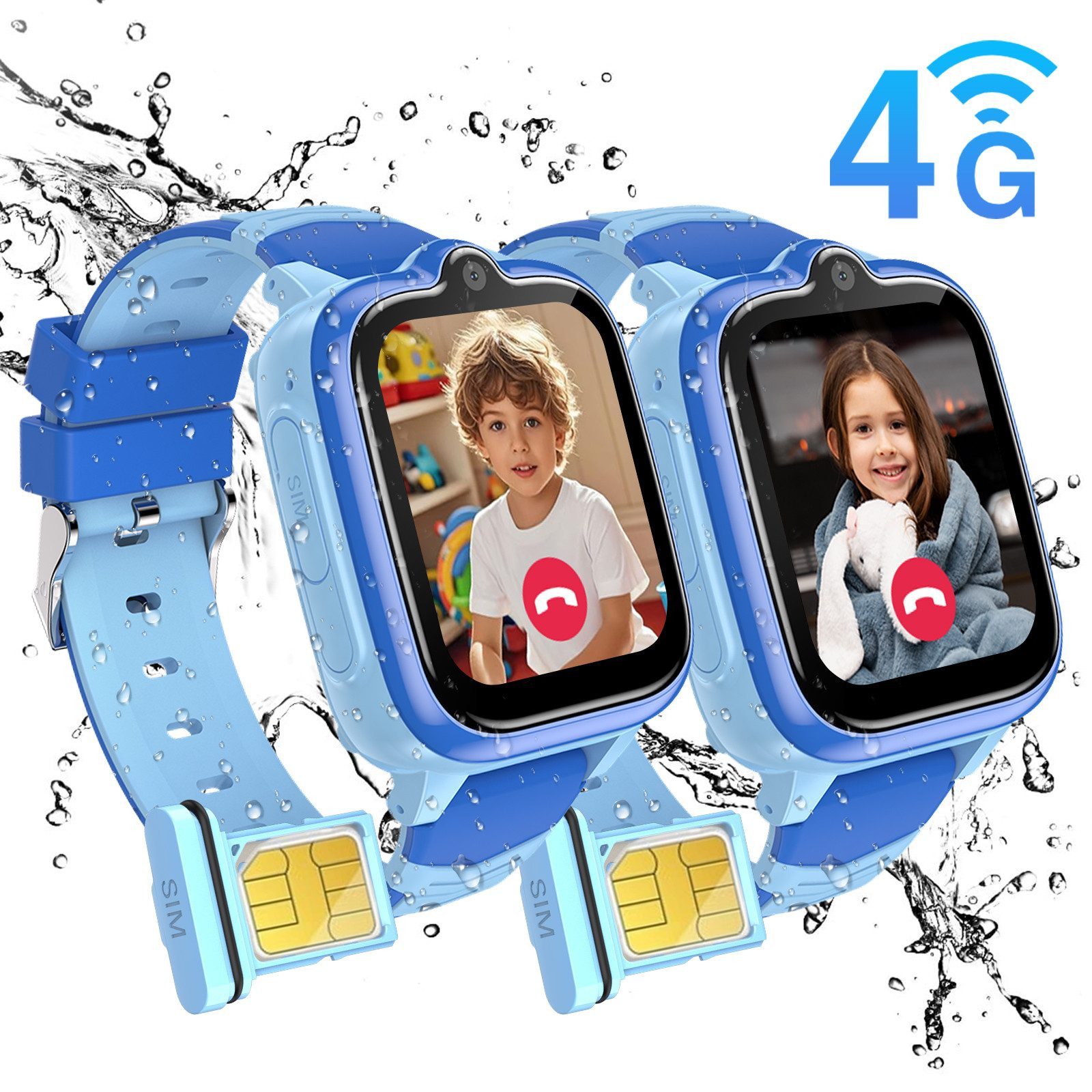 blackview Kinderuhren mit GPS und 4G, Installierbare APP, SOS, Schulmodus Smartwatch (1,83'' Zoll), 1,83", 8GB, GPS+LES+WiFi, 4G-LTE, IP67, Bluetooth