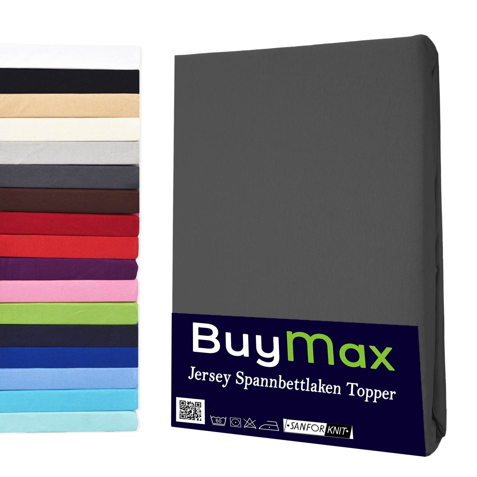 Buymax Spannbettlaken Topper, Spannbetttuch für Topper bis 12 cm Höhe, 100% Baumwolle Jersey, Jersey, Gummizug: Rundumgummi, (1 Stück), Pflegeleicht und Atmungsaktiv, in Verschiedenen Farben und Größen