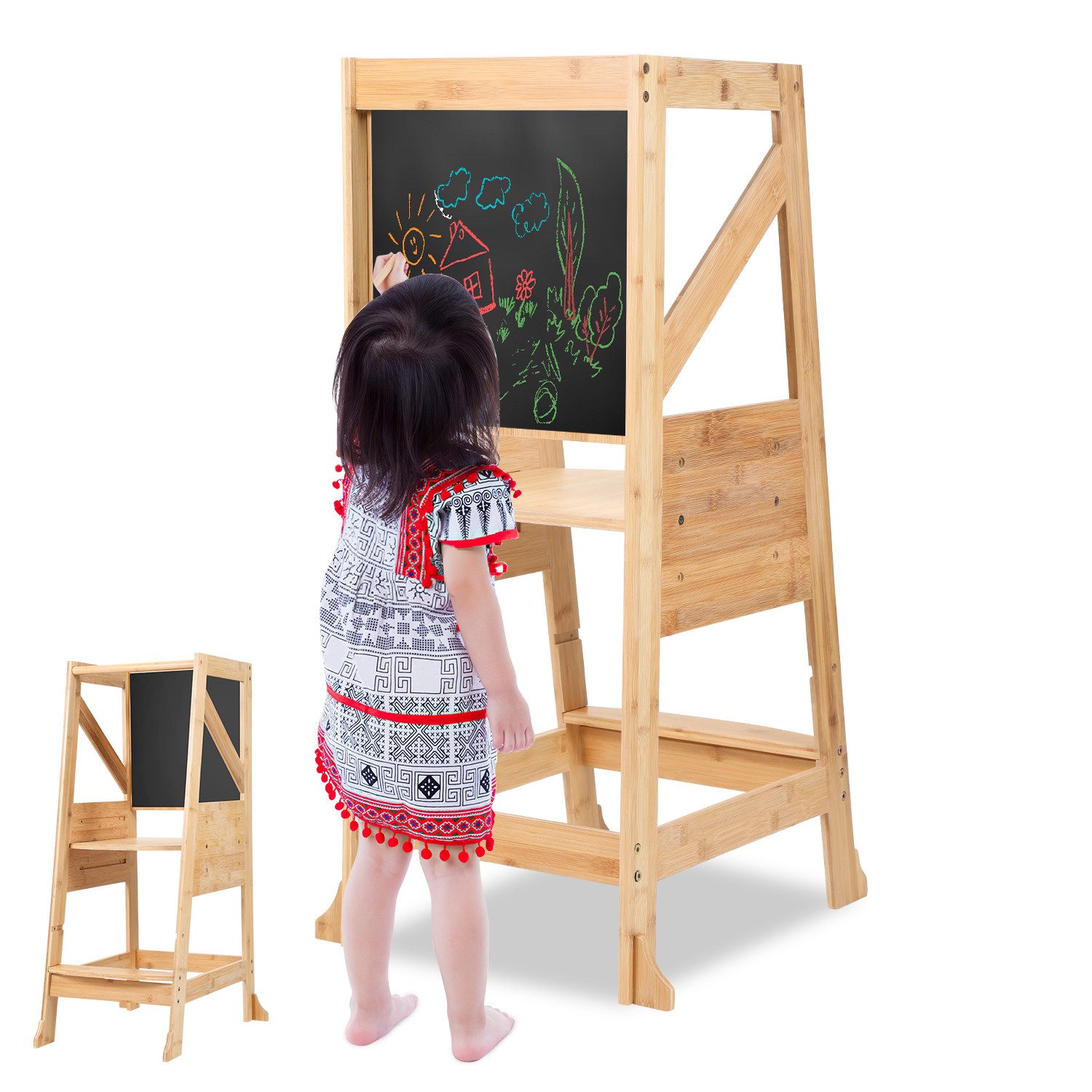 Stehhilfe Stehhilfe Lernturm für Kinder Kinderstuhl Montessori Höhenverstellba