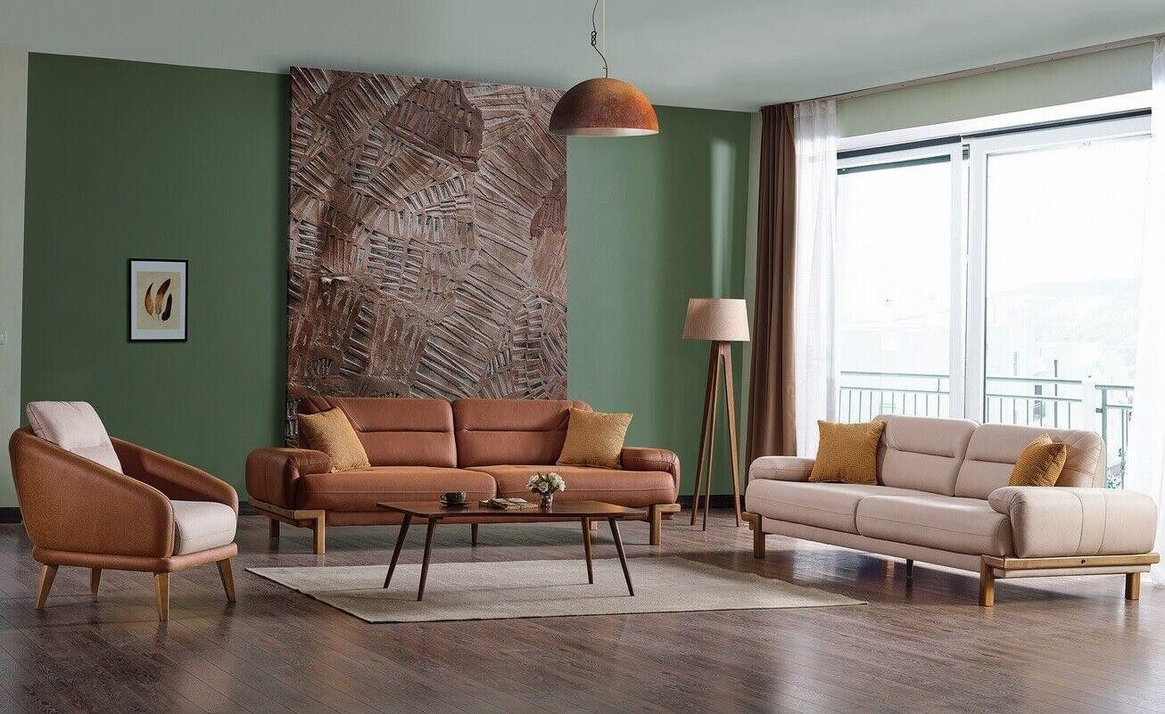 JVmoebel Polstergarnitur Sofagarnitur 3+3+1 Sitzer Möbel Luxus Set Sofagarnitur Modern Set Neu, (3-tlg., 2x Sofa 3 Sitzer + 1x Sessel), Made in Europa