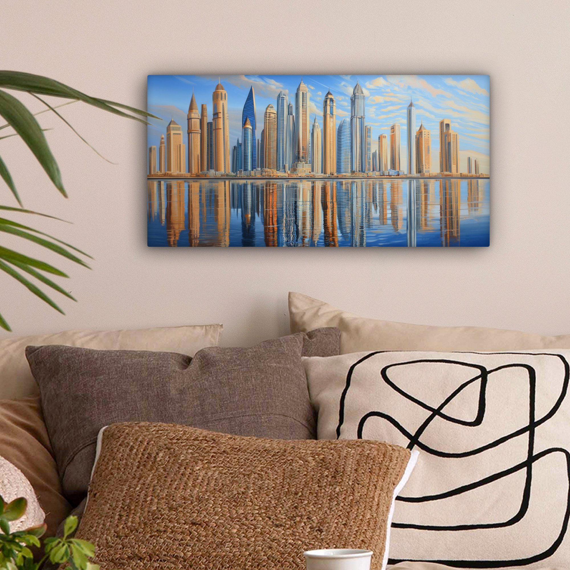 OneMillionCanvasses® Leinwandbild Panorama Skyline - Wolkenkratzer günstig online kaufen