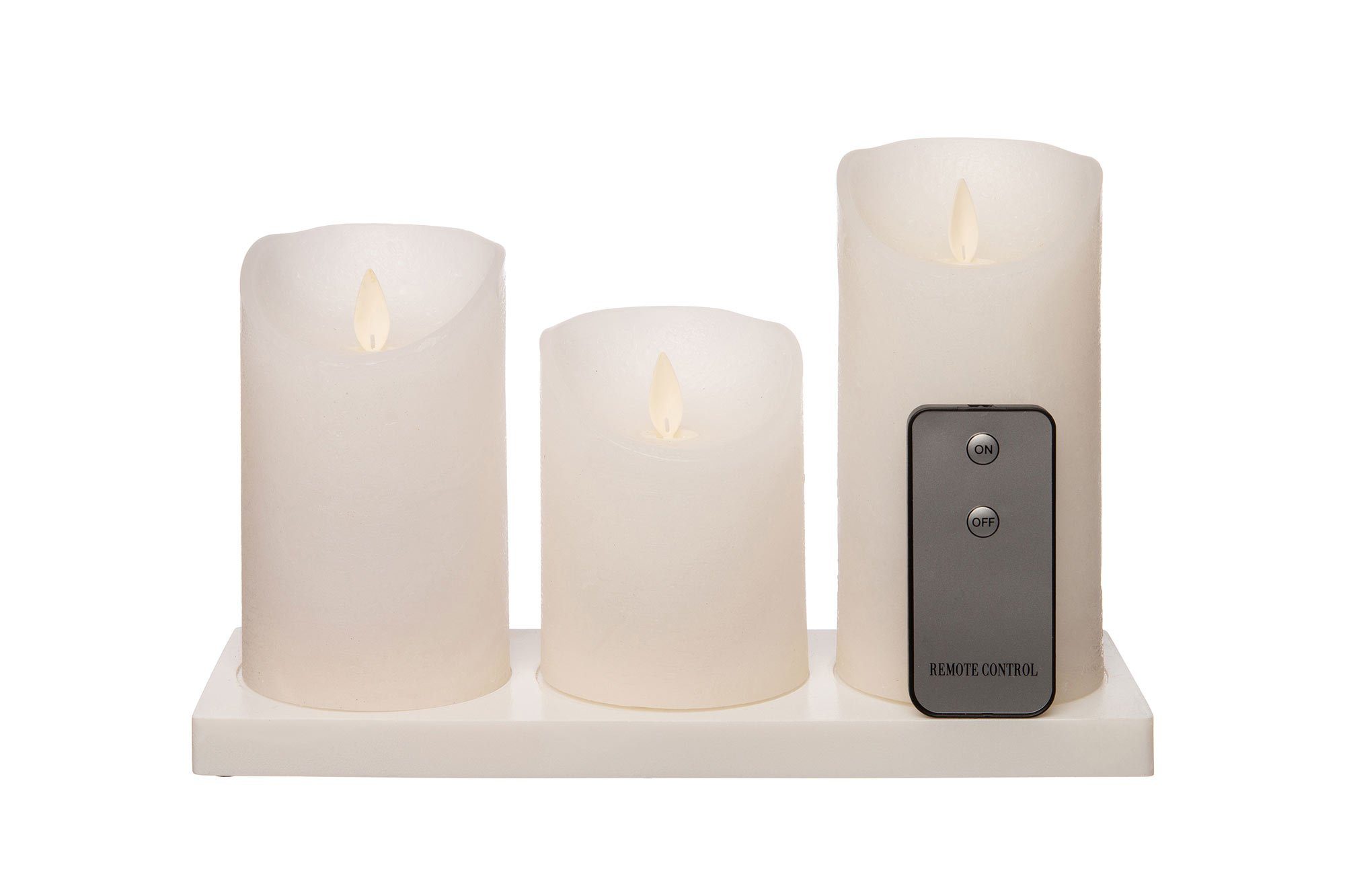 Coen Bakker Deco BV LED-Kerze (Set, 5-tlg., mit Fernbedienung und  Ladestation), bewegliche Flamme 3 Kerzen weiß