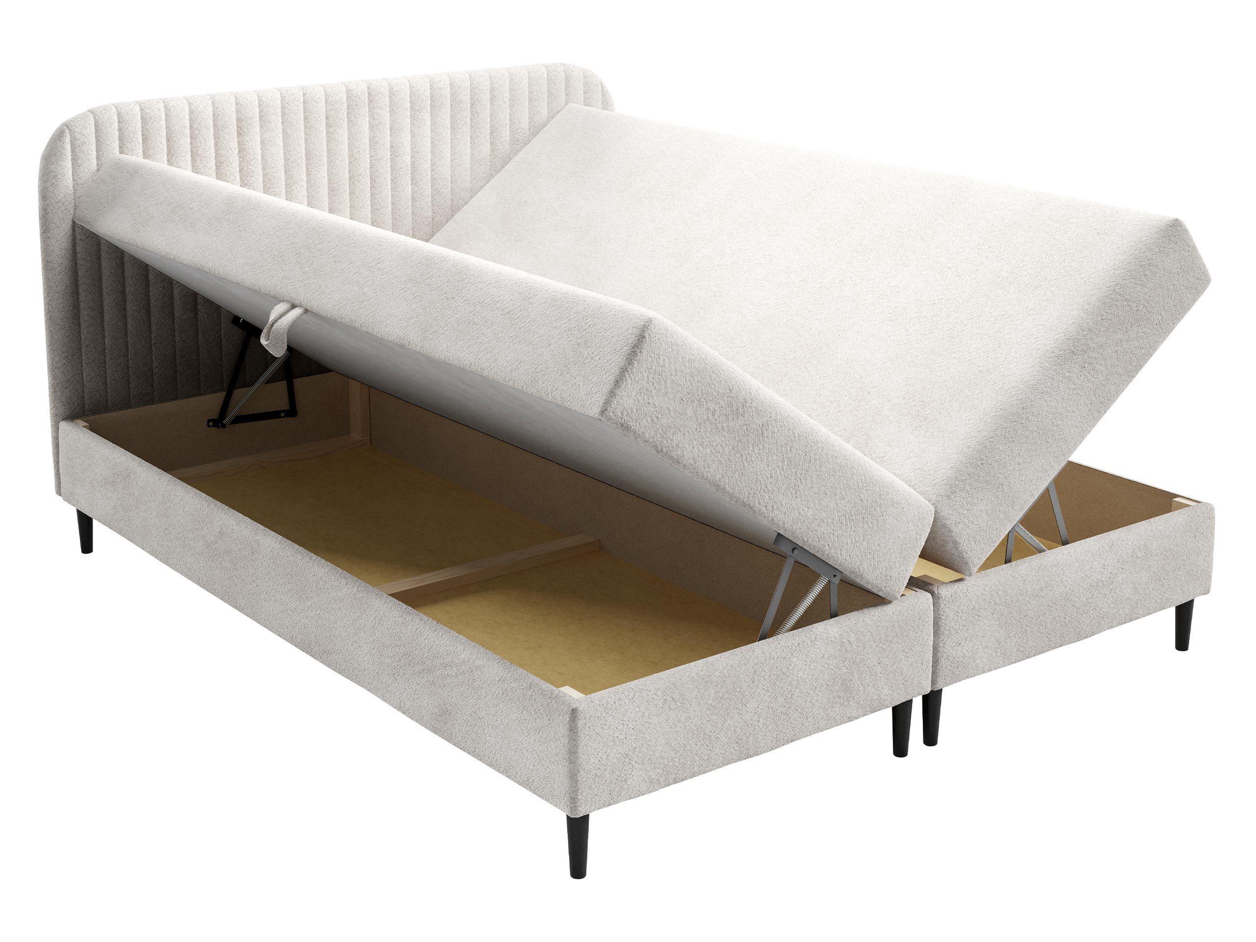 MIRJAN24 Boxspringbett Box Best 1 (mit zwei Bettkästen), Schwarze Holzfüße, Polsterkopfteil