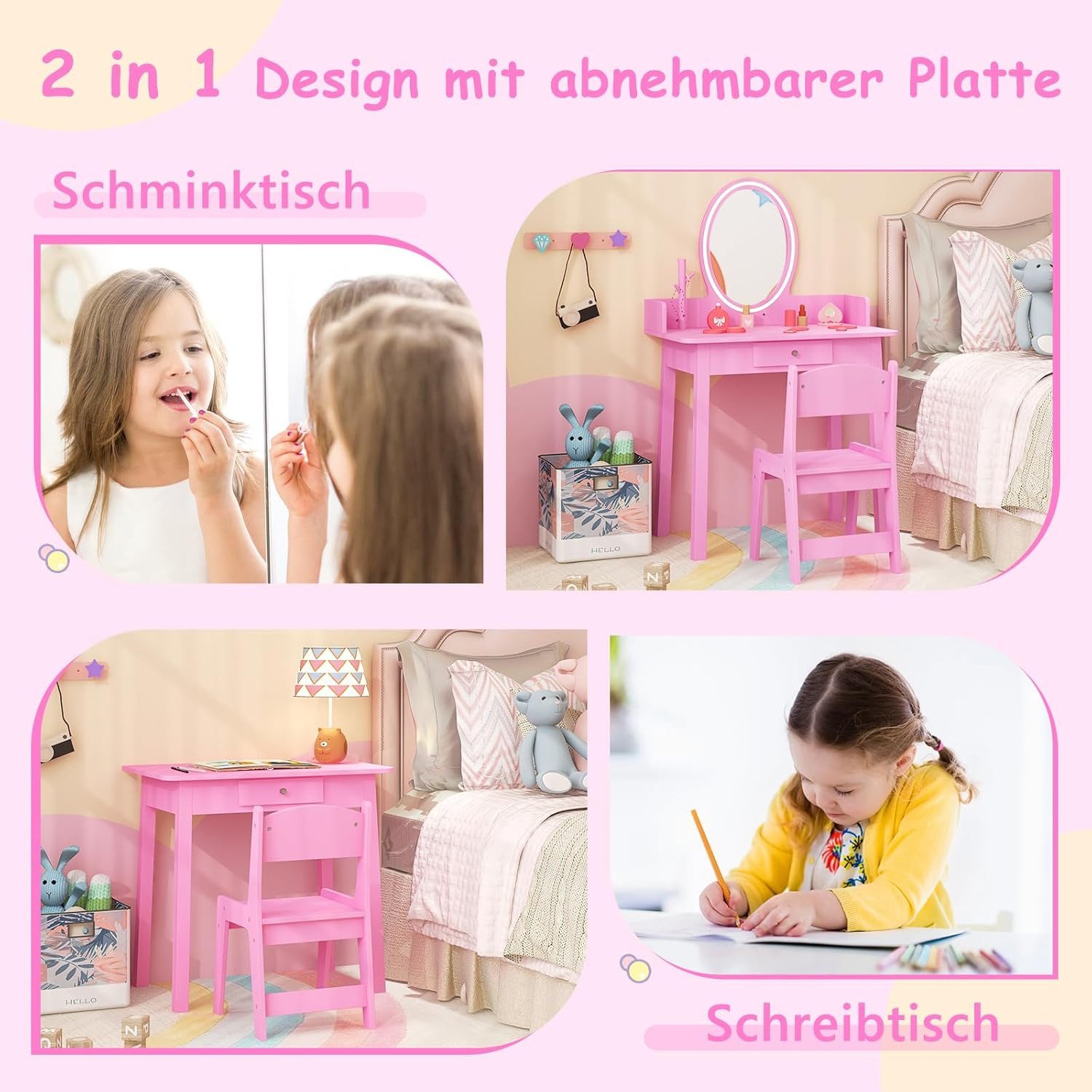 KOMFOTTEU Schminktisch Kinder (Set, 2-St), Spiegel, günstig online kaufen