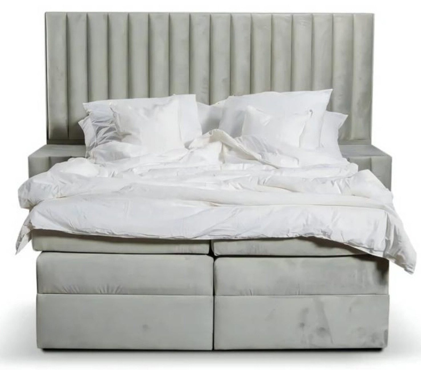 Polsterbett Elegantes Schlafzimmer-Set in Grau mit Bett und Nachttischen aus Holz