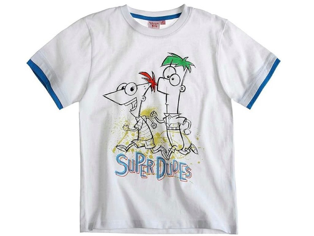 Phineas & Ferb T-Shirt Shirt Kurzarmshirt weiß