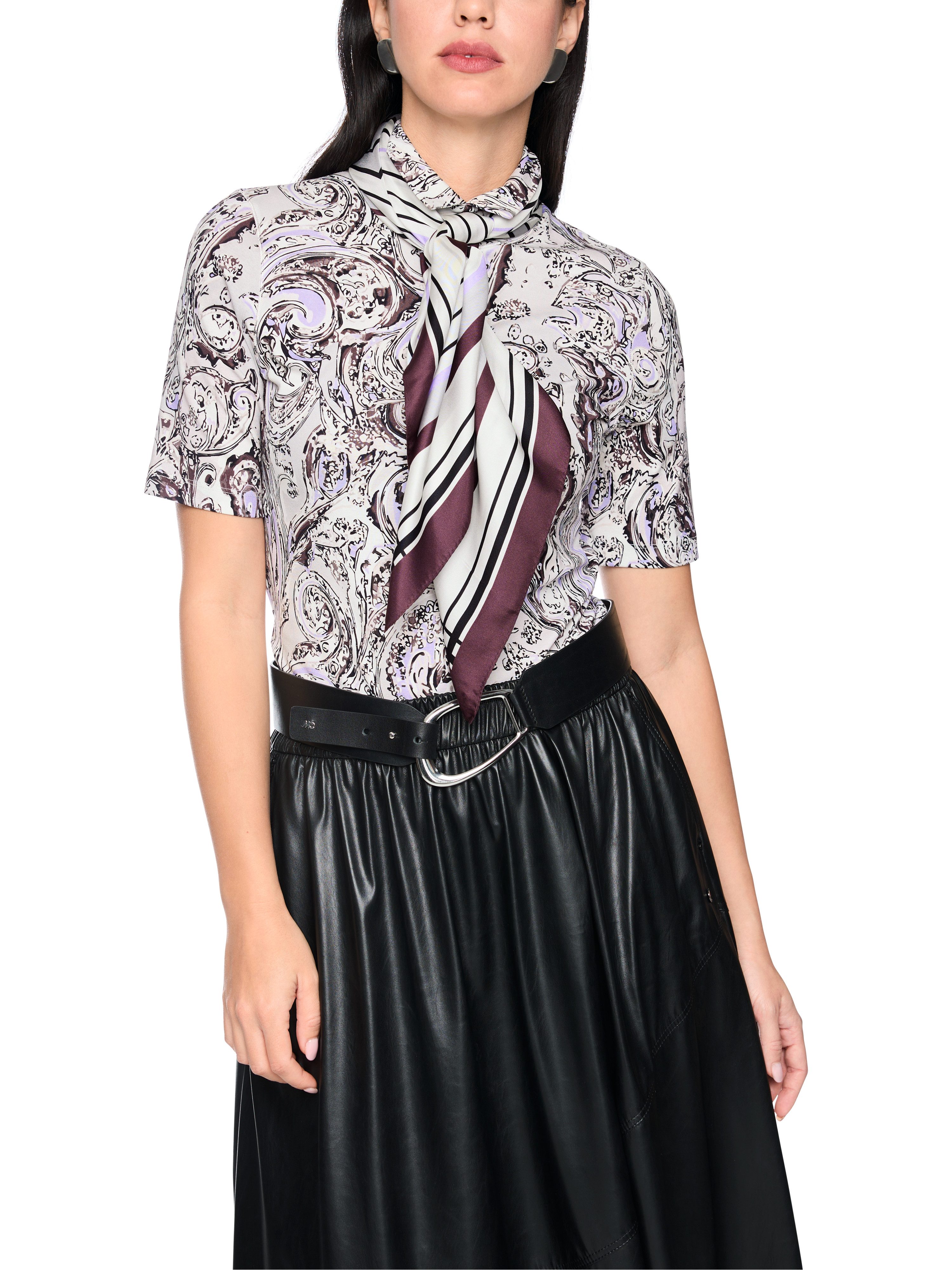 Marc Cain T-Shirt Urban Office Premium Damenmode mit Stehkragen, Alloverprint