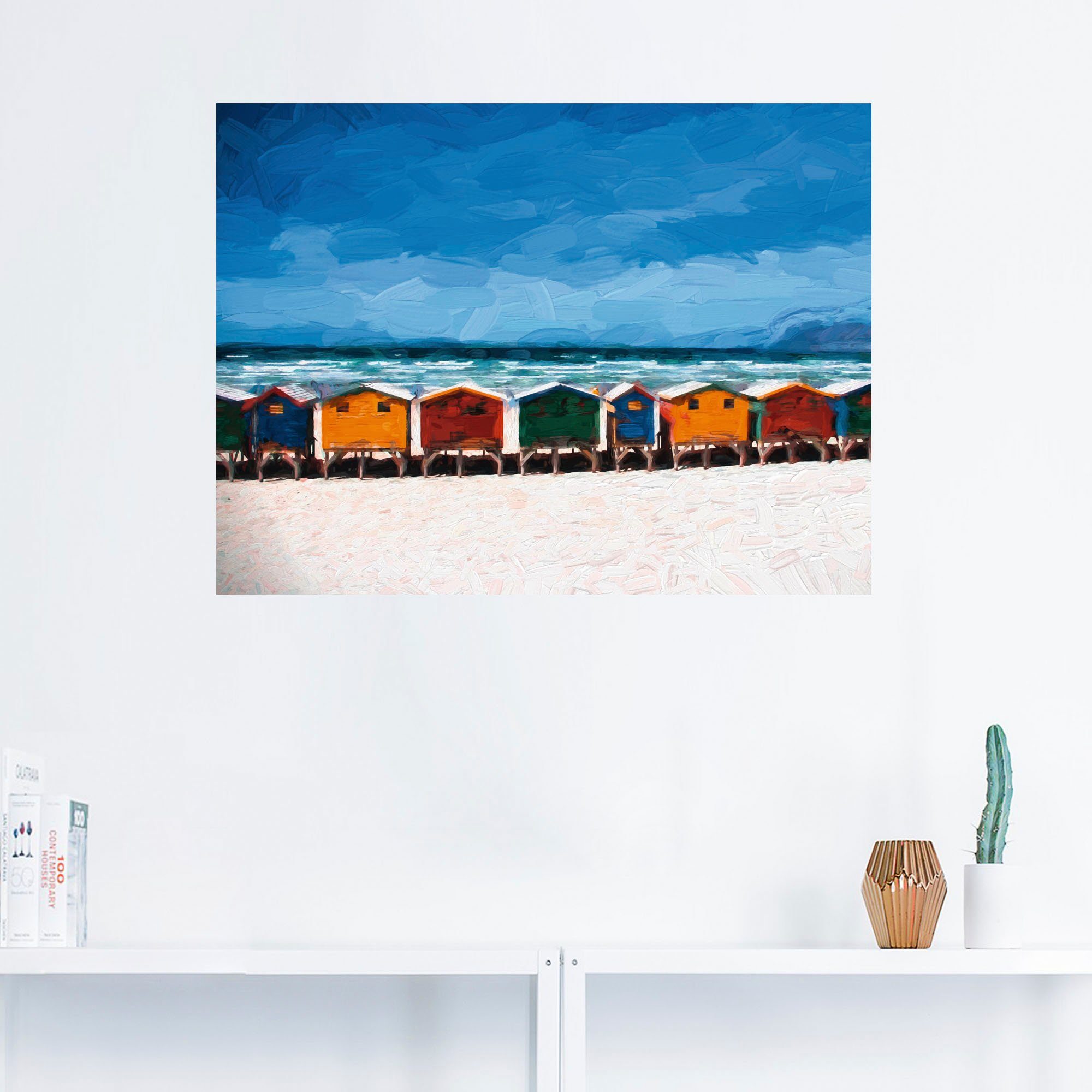 Artland Wandbild Häuser am Meer, Wandaufkleber versch. Größen Poster Strand oder als (1 in St), Leinwandbild