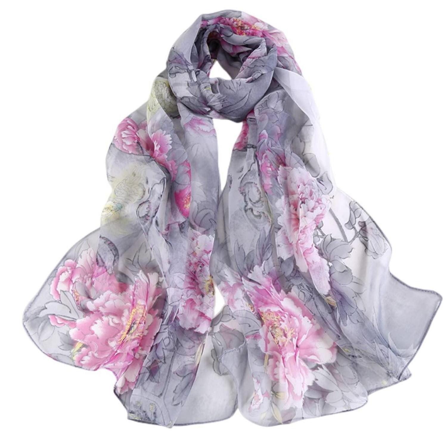 LuxusKollektion Halstuch Sommerschal Damen Chiffon 160x50cm, (1-St)