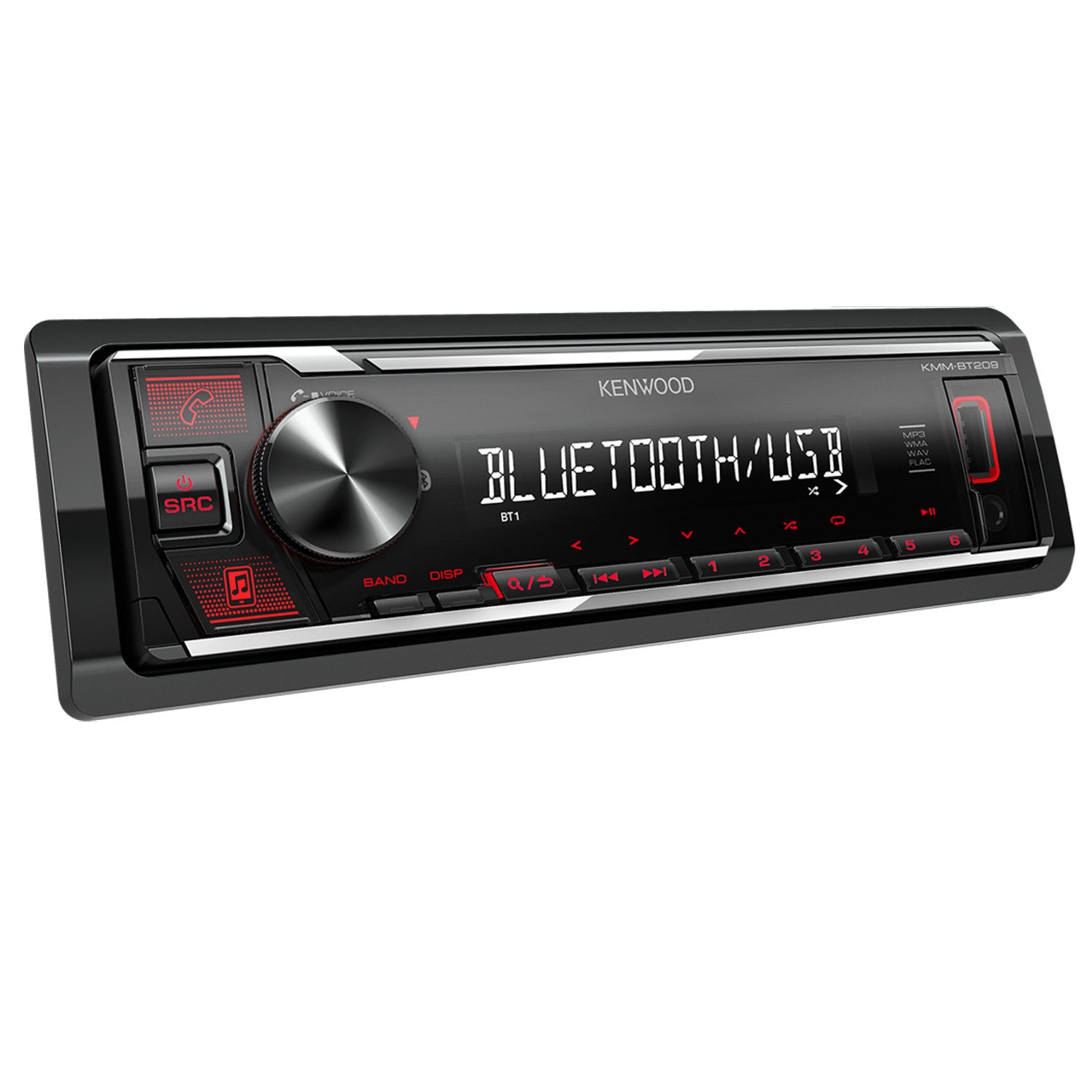 KENWOOD KMM-BT209 Bluetooth / MP3 / USB / Short Body 1 DIN Autoradio (RDS, AM/FM Radio, Animiertes Display, Freisprecheinrichtung, 1 DIN)