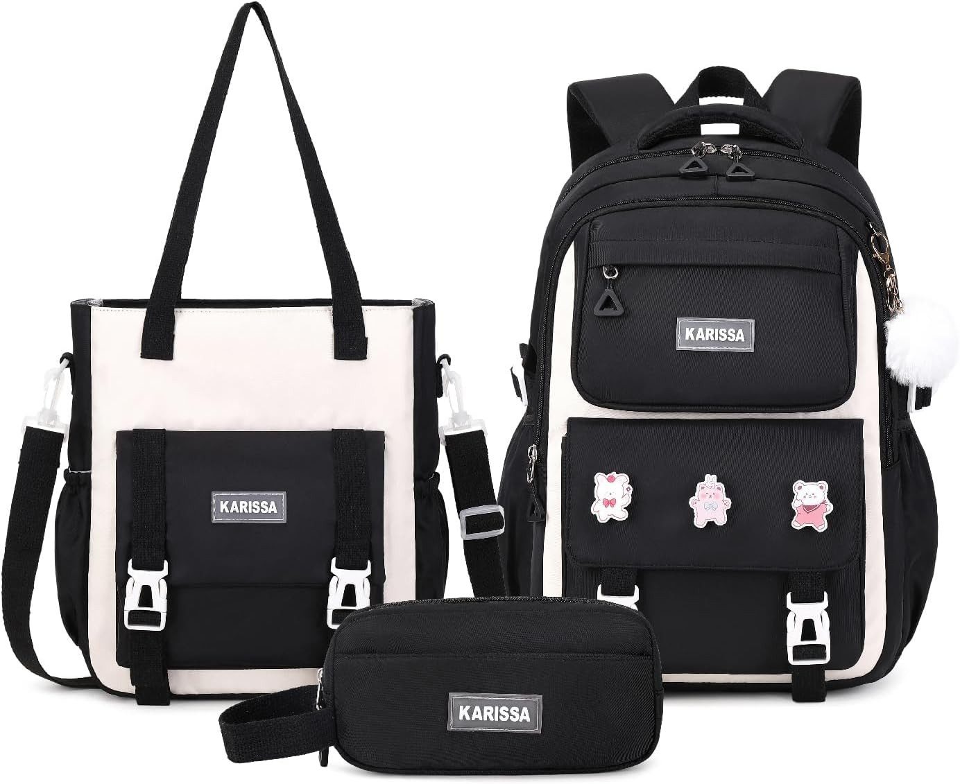home trends Schulrucksack Mädchenrucksack 3-teilig mit Federmäppchen (Set, 3-tlg., Leichter Schulrucksack mit diebstahlsicherer Rückentasche), Wasserabweisendes Rucksack Set für die Grundschule