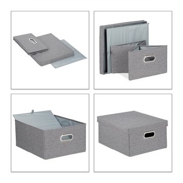 relaxdays Aufbewahrungsbox 4 x Aufbewahrungsbox mit Deckel grau