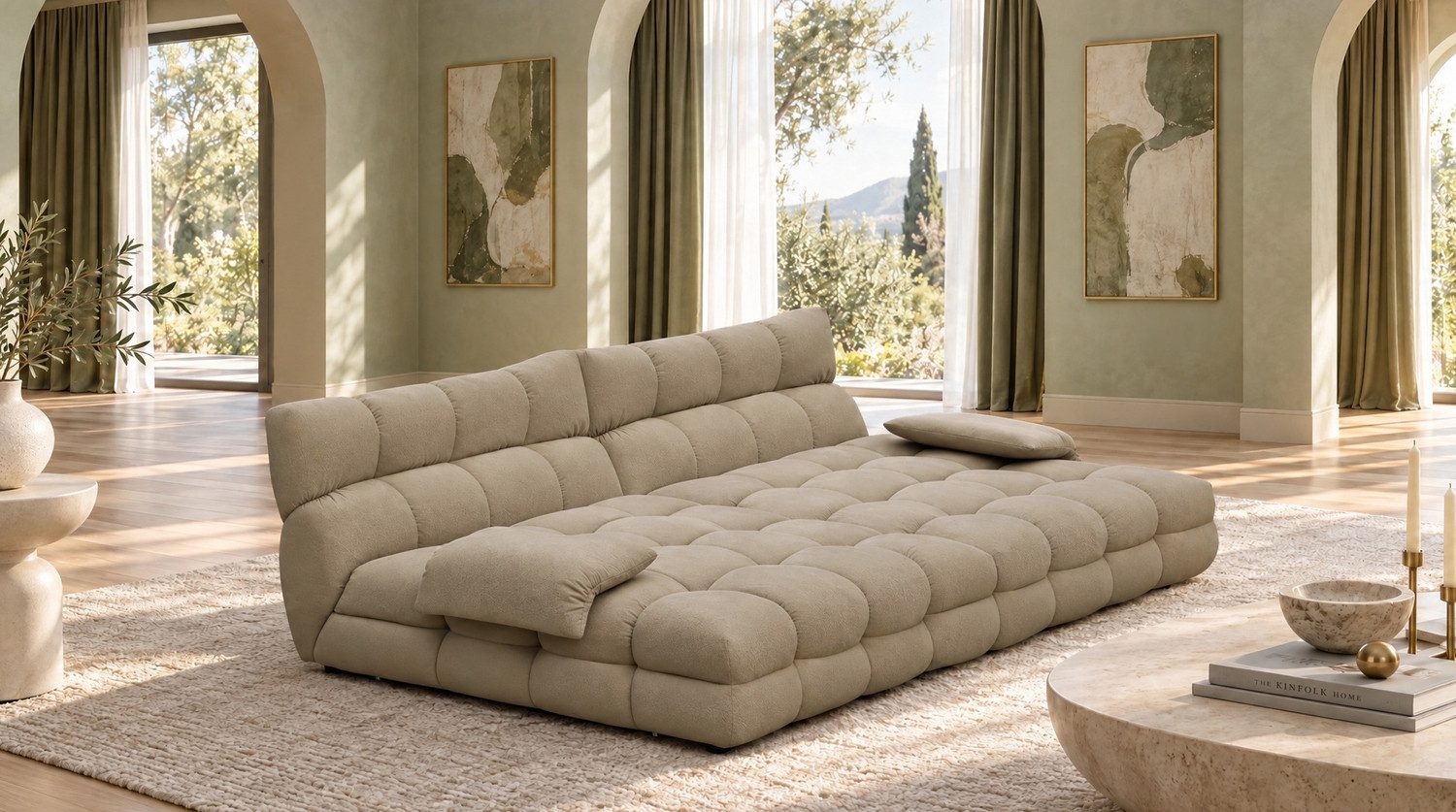 KAWOLA Big-Sofa AMIA, Big Sofa Stoff taupe