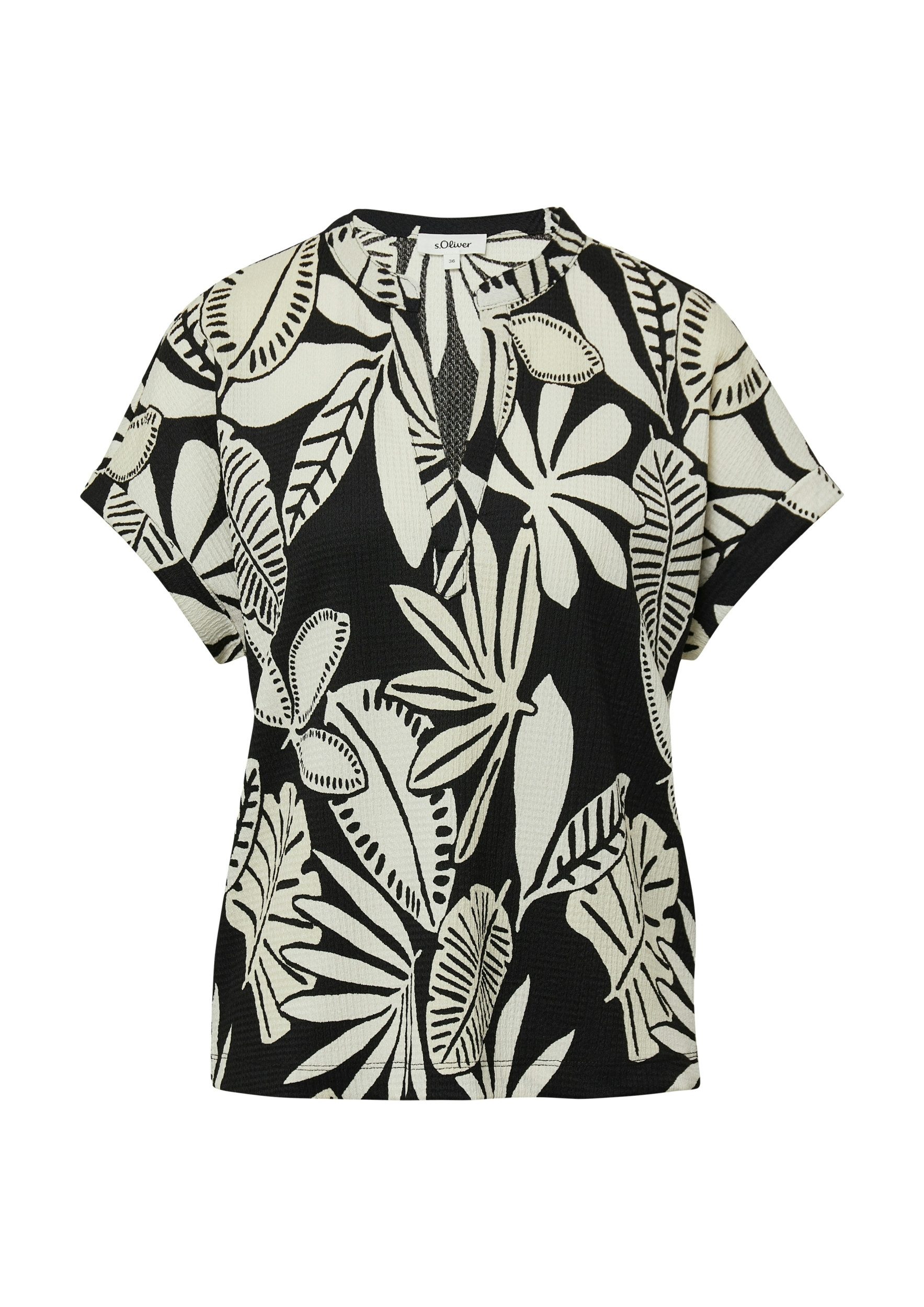 s.Oliver Kurzarmshirt - Blusenshirt mit V-Ausschnitt & Kurzarm