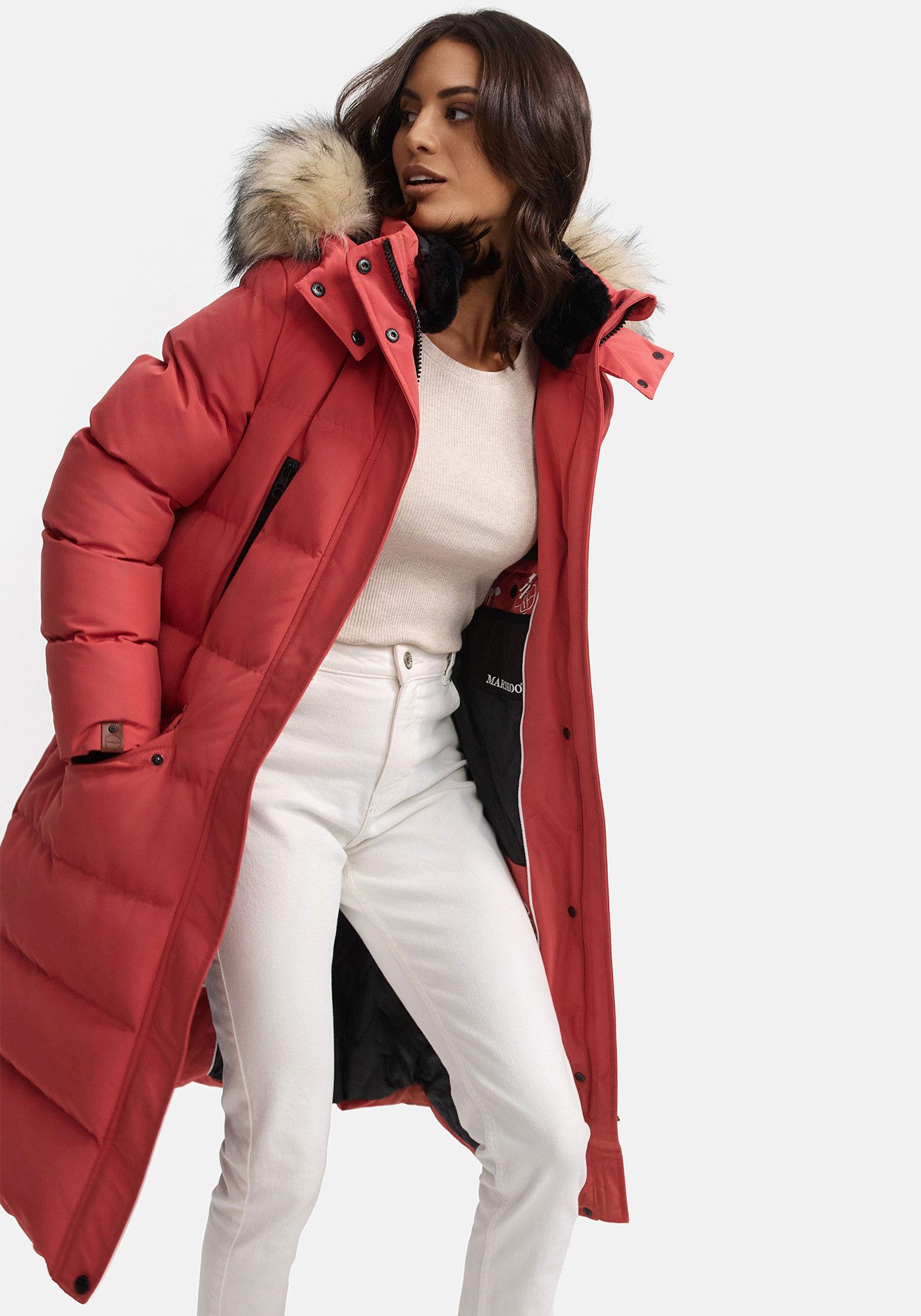 Marikoo Parka Schneesternchen langer Parka mit abnehmbarer Kapuze