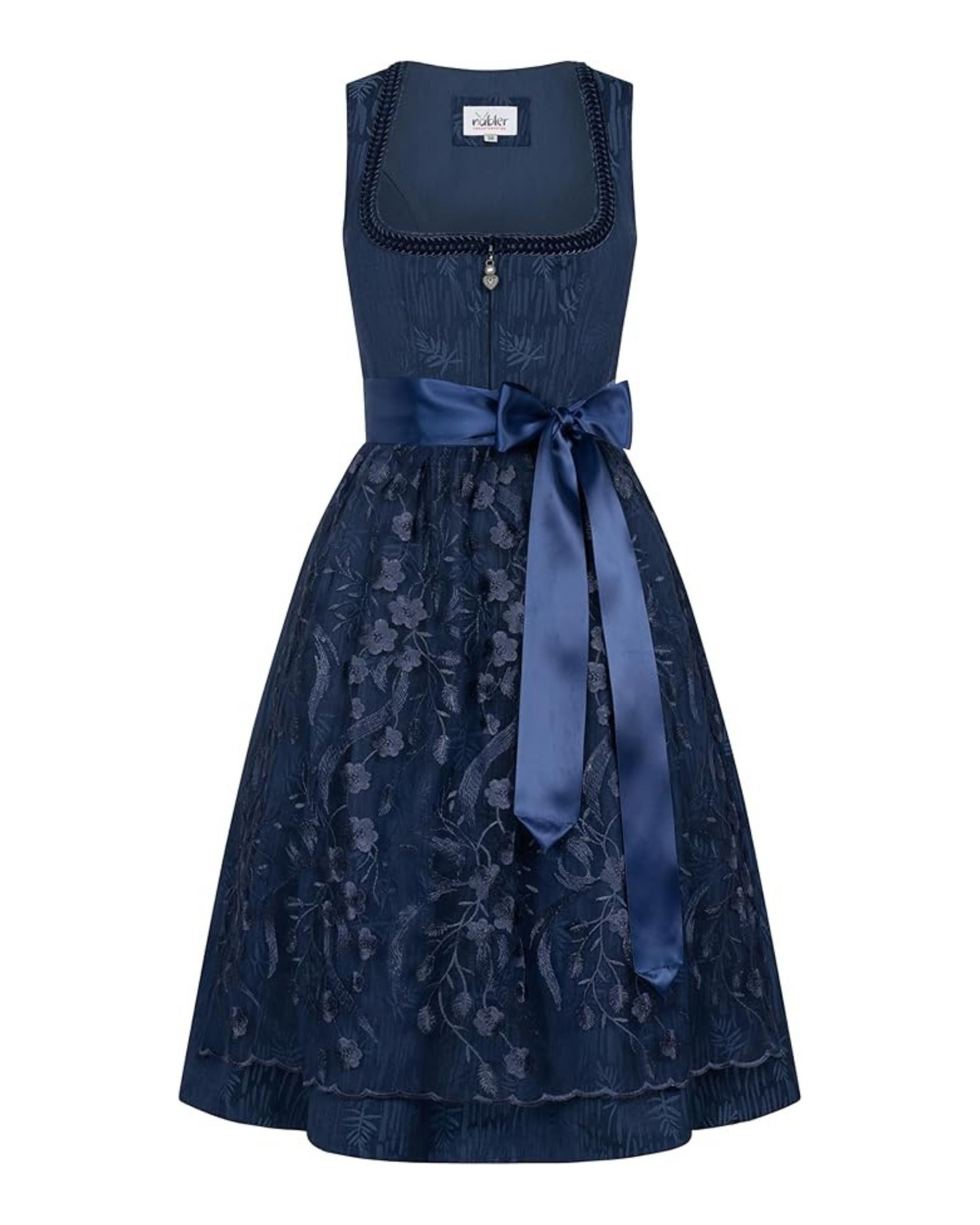 Nübler Trachtenkleid Midi Dirndl Floreta in Nachtblau von Nübler - Rocklänge 60 cm