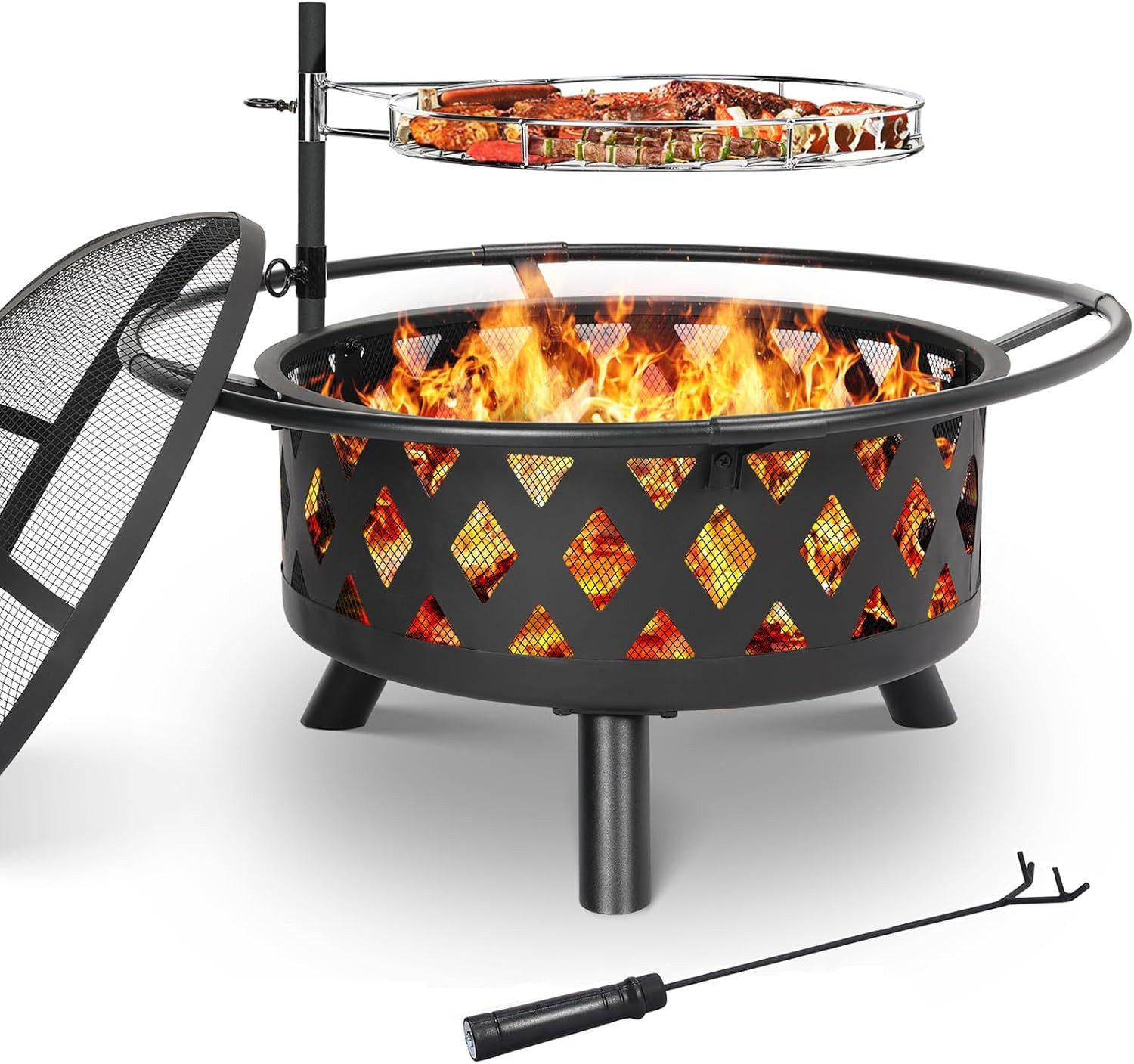 TLGREEN Feuerschale mit Drehbarem Grillrost, Ø günstig online kaufen