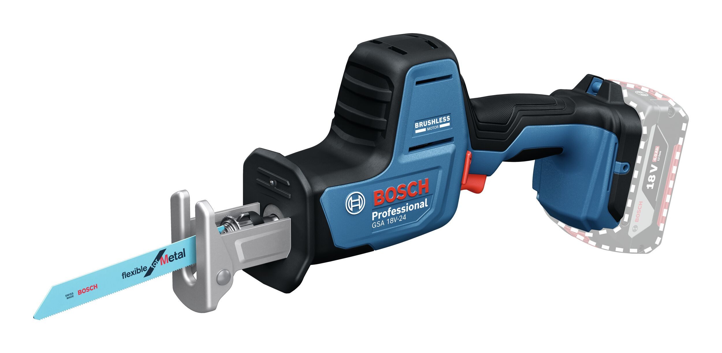 BOSCH Akku-Säbelsäge GSA 18V-24, Ohne Akku mit Leiterclip - im Karton