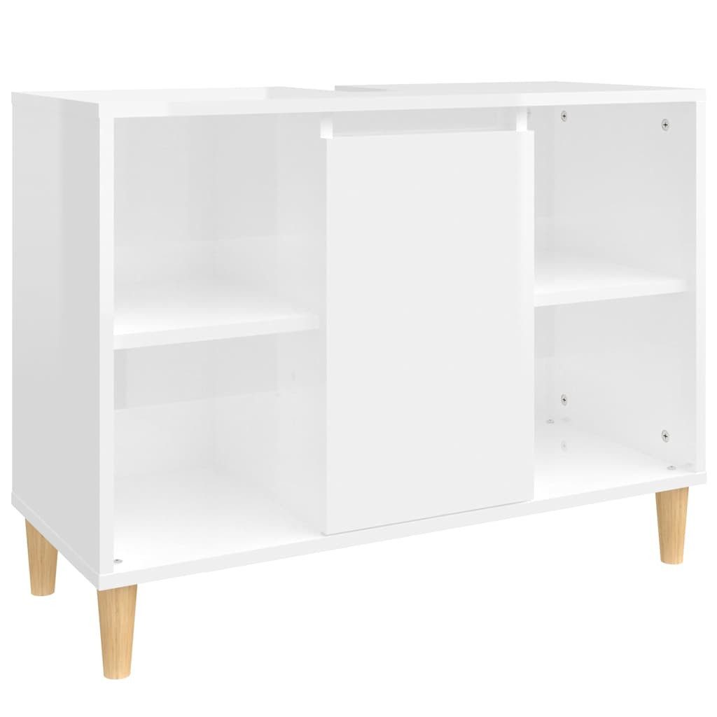 vidaXL Waschbeckenunterschrank Waschbeckenunterschrank Hochglanz-Weiß 80x33x60cm Holzwerkstoff (1-St)