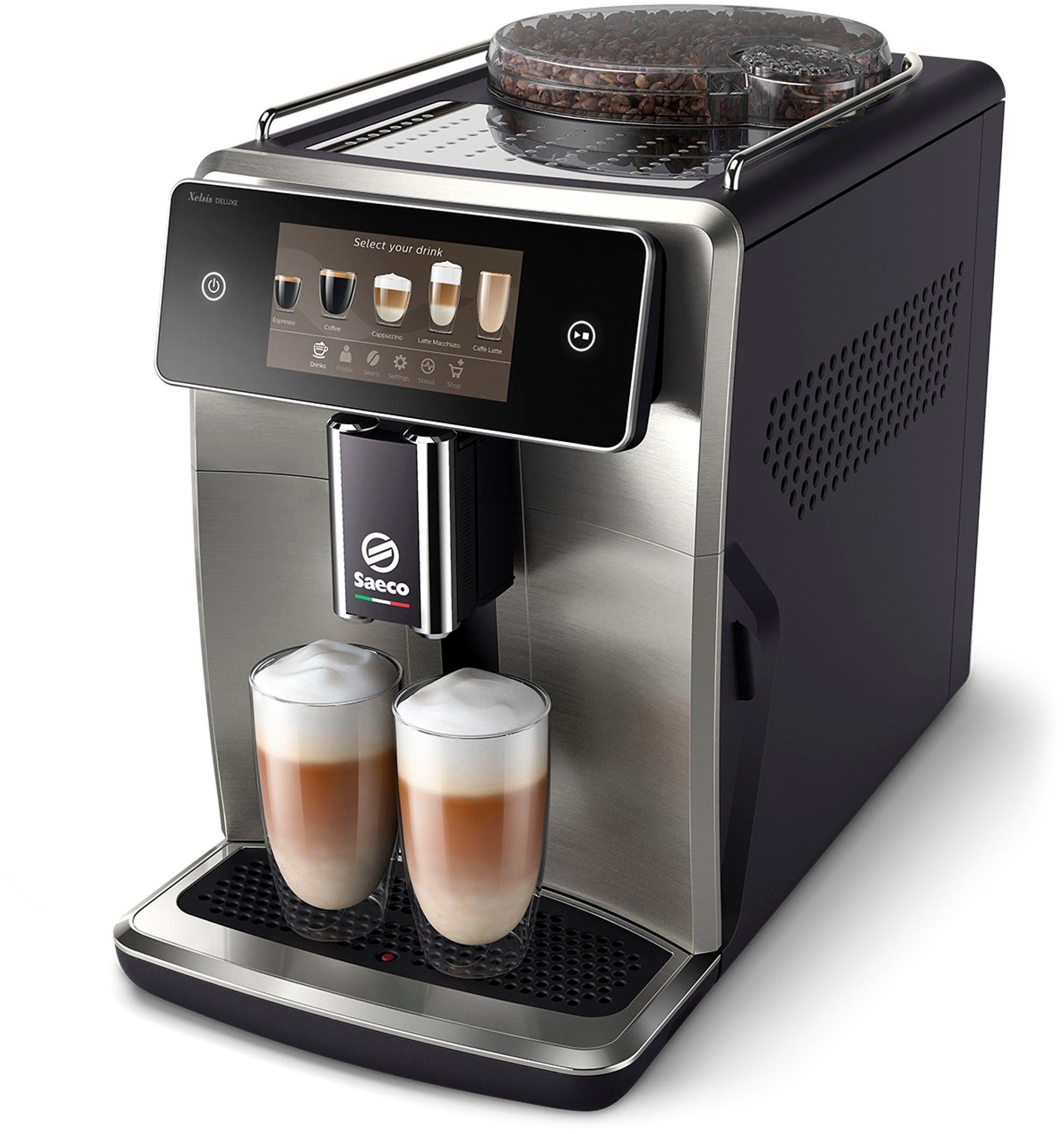 Saeco Kaffeevollautomat Xelsis Deluxe SM8785/00, Kaffeespezialitäten, und für 22 5" mit 8 Touchscreen Benutzerprofilen