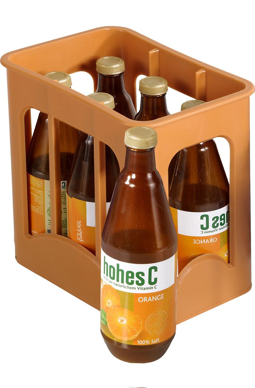 Chr. Tanner Spiellebensmittel Hohes C Saftkiste aus Holz für Kaufladen & Küche, (6-tlg), scannbar mit blauem Barcode