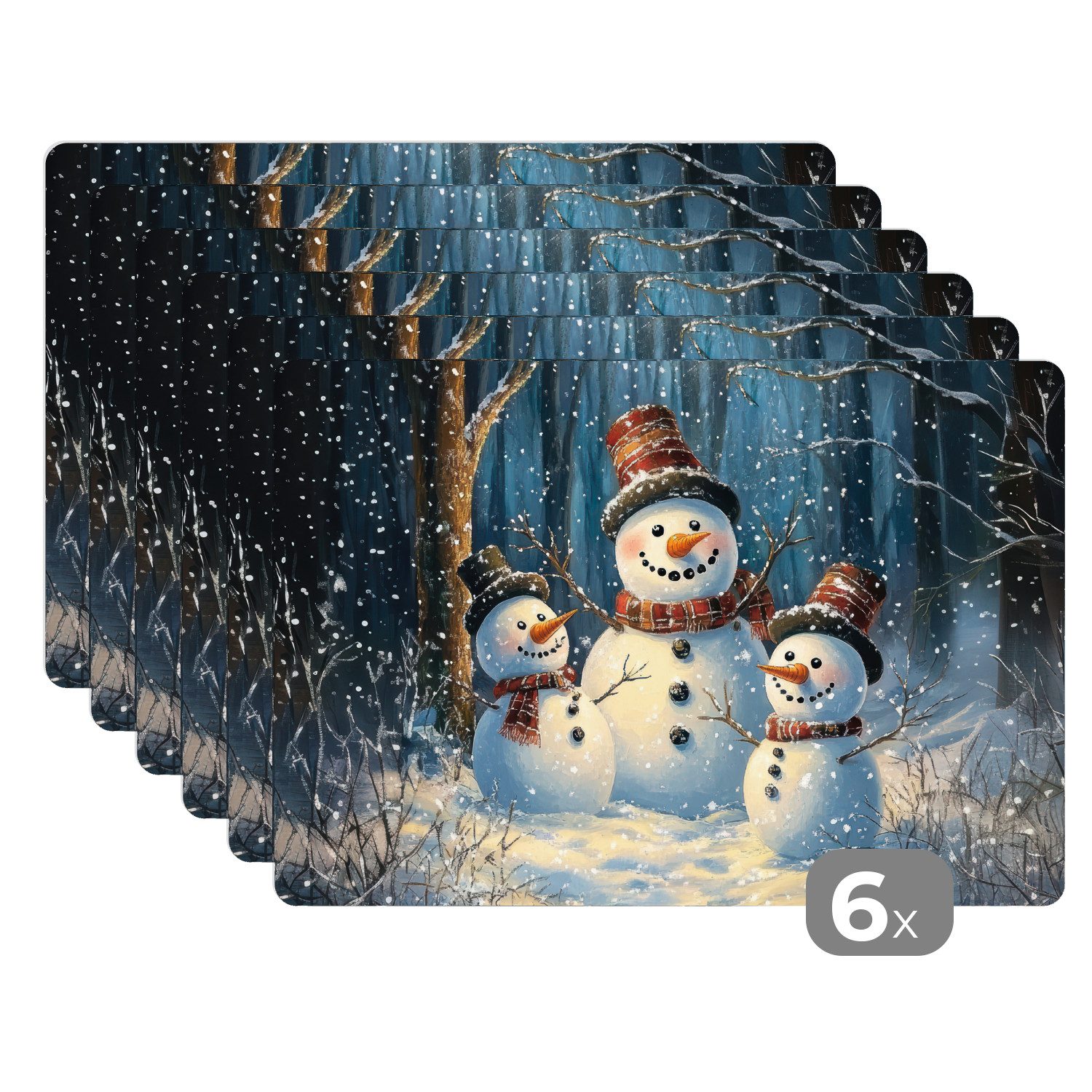 MuchoWow Platzset Schneemann - Schnee - Winter - Wald, (6-St), Platzsets, T günstig online kaufen
