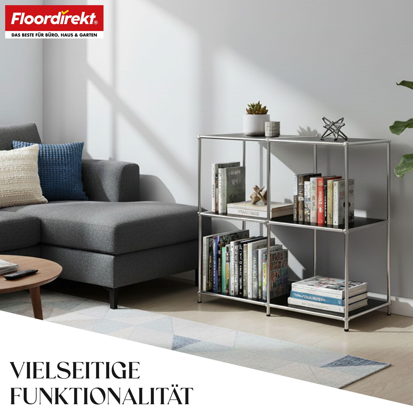 Floordirekt Sideboard Concept Epure MK-027 Metallregal, B78 × T40 × H82 cm, diverse Farben (modular, kratzfeste Pulverbeschichtung), offenes Ablageregal mit ver – Bild 5 von 5