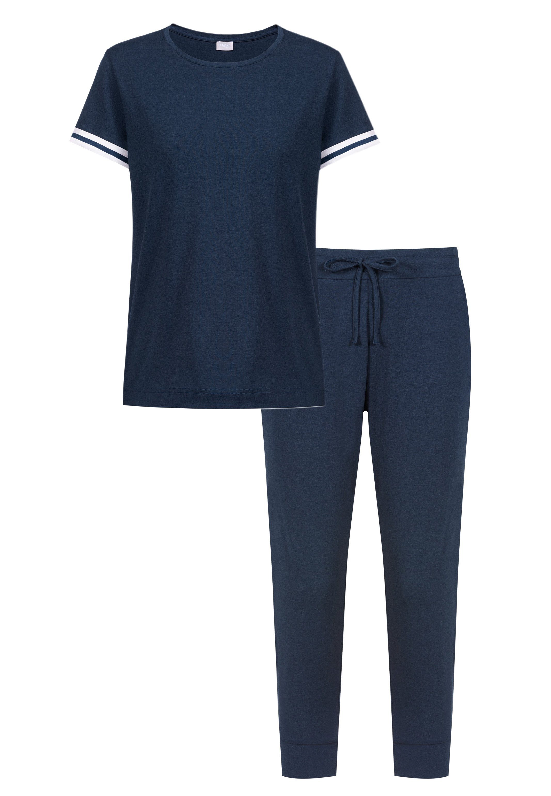 3/4-Hose Schlafanzug Kurzarm-Shirt - Schnitt Set, (Set, Bequemer - Pyjama tlg) und Mey im Atmungsaktiv Tessie 2