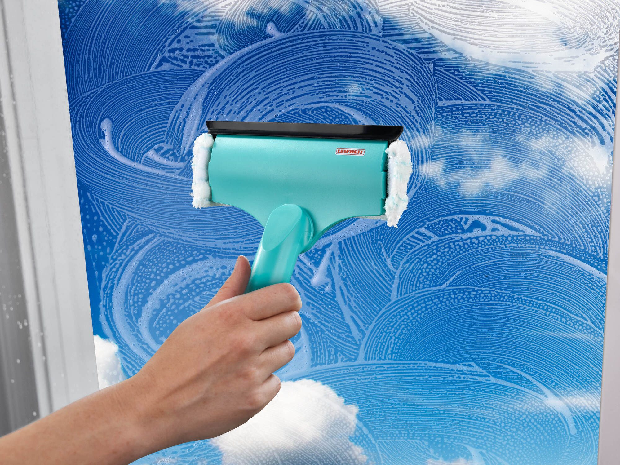 Leifheit Fensterreiniger Fensterwischer Window & Frame Cleaner S micro duo, (2-St) Drei Arbeitsschritte in einem, Reinigungsbreite 21 cm, kleine Fenster