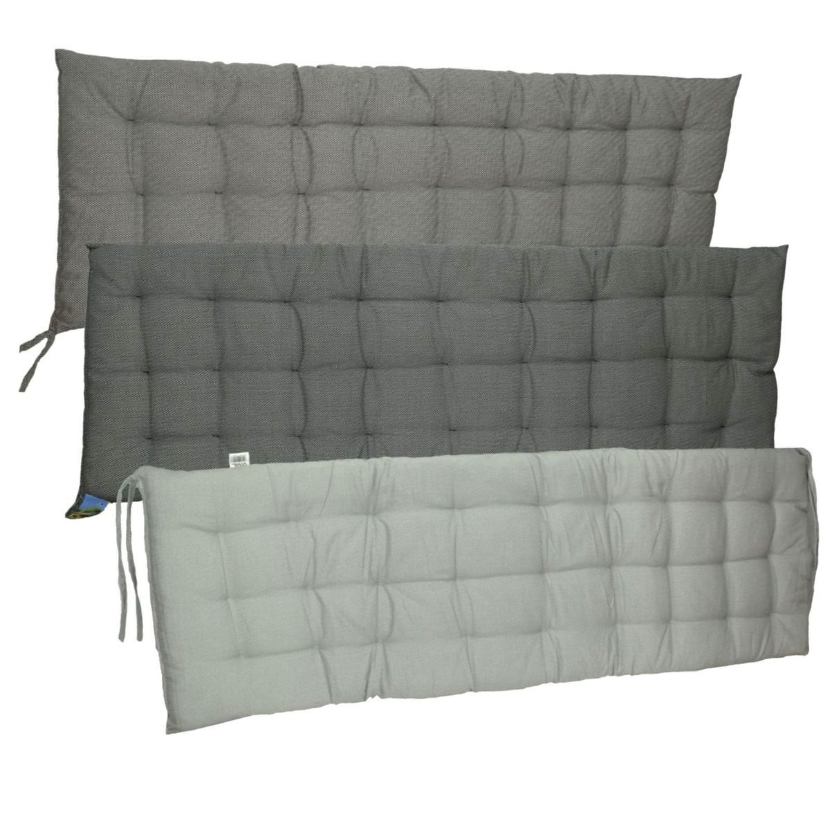 Marabellas Shop Bankauflage Sitzpolster gestreift für Gartenbank 150 x 40 x 4 cm mit Punktsteppung, (1 St), inkl. Kordelbänder